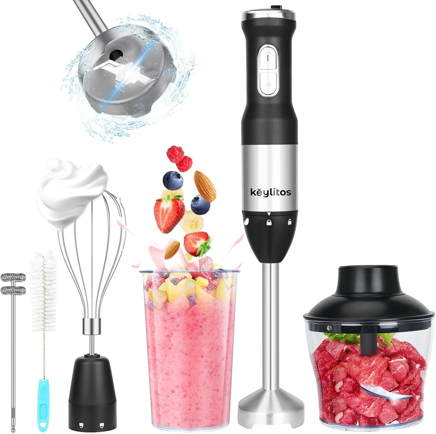 Keylitos 5-in-1 Hand Blender: Blend, Chop, Whisk & Froth