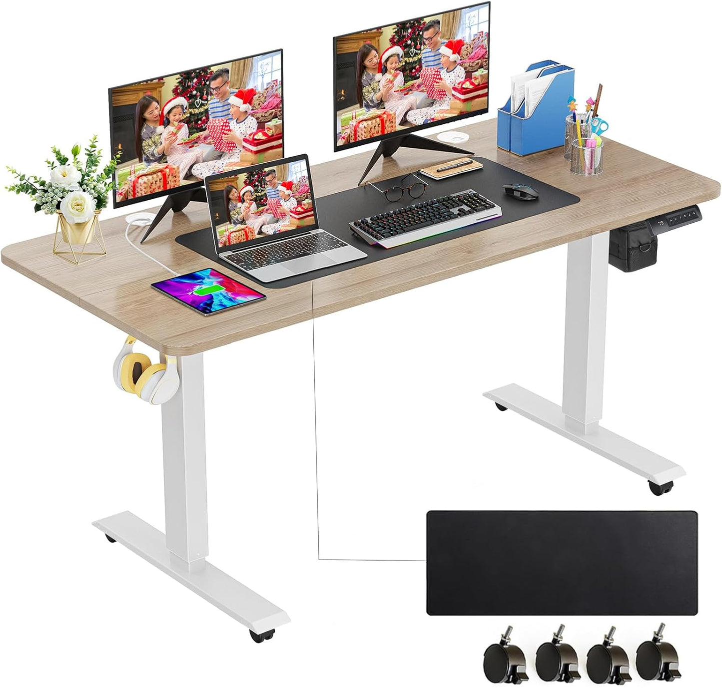 Height-Adjustable Standing Desk w/ Large Mouse Pad