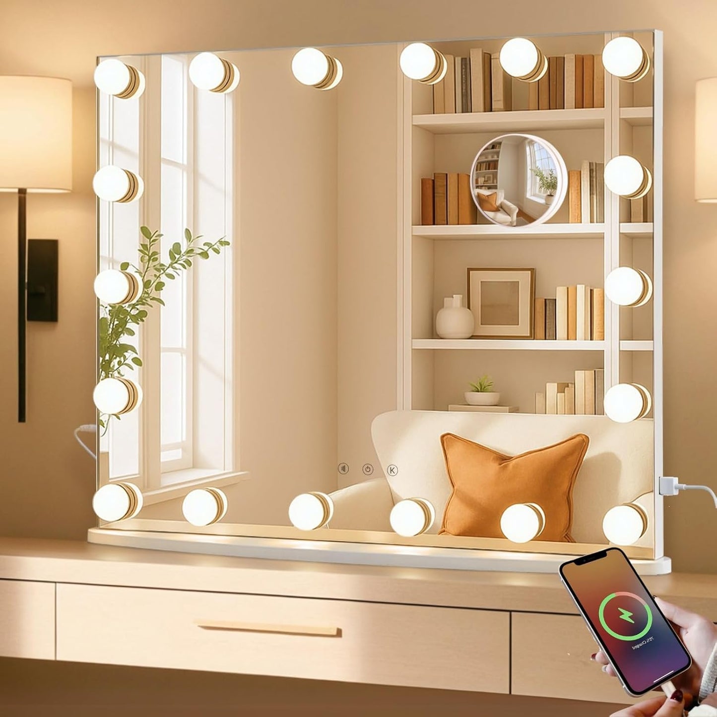 LUXFURNI Vanity Mirror with Lights for Flawless Makeup Application