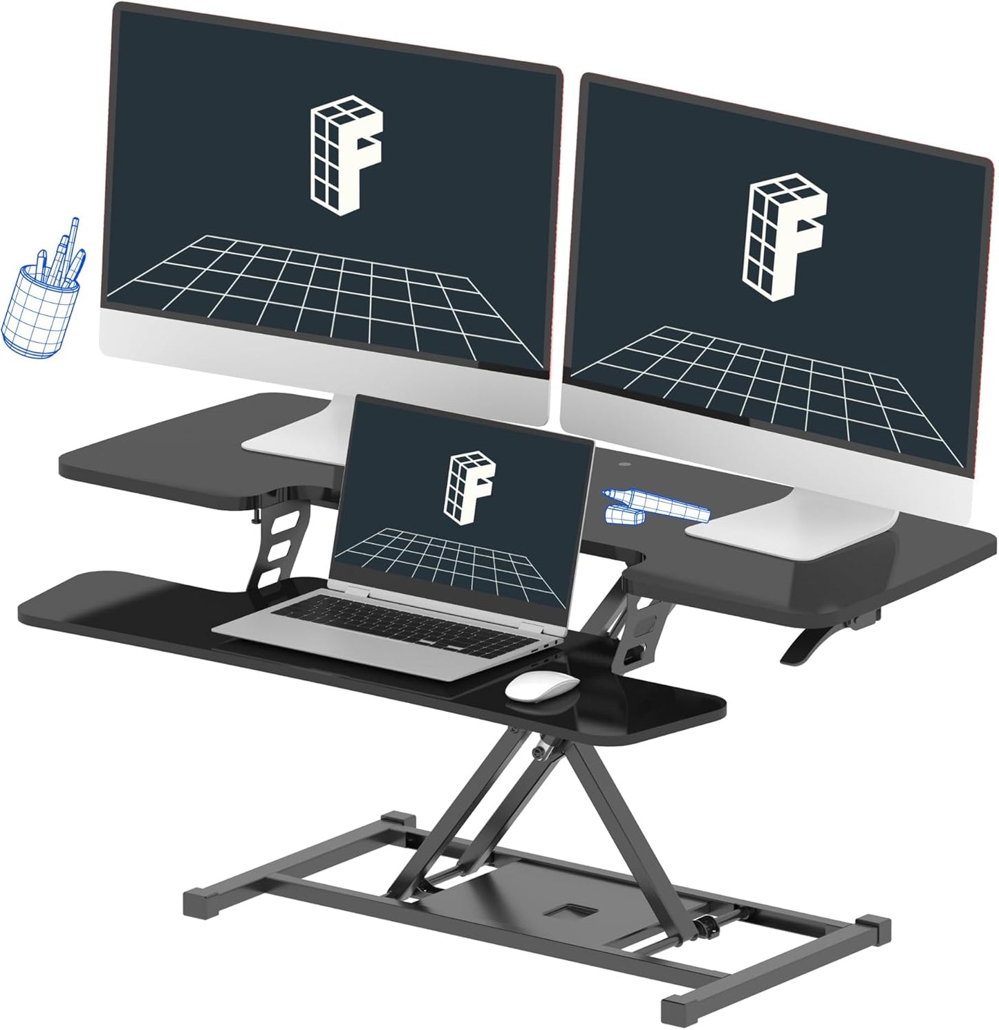 Adjustable Sit to Stand Desk Converter - Spacious Workspace