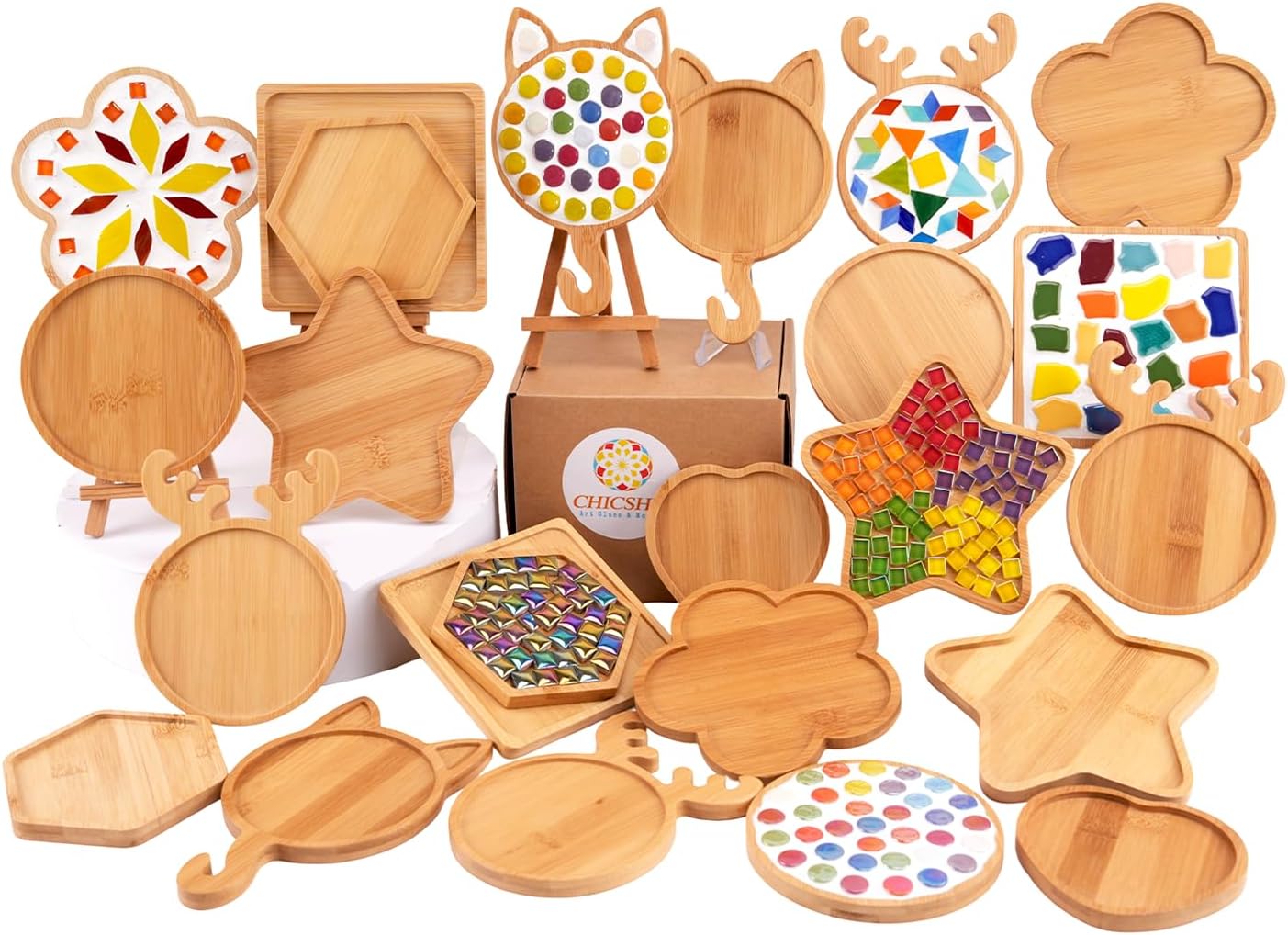 16 Pack Large Wooden Mosaic Bases for DIY Coaster Crafts