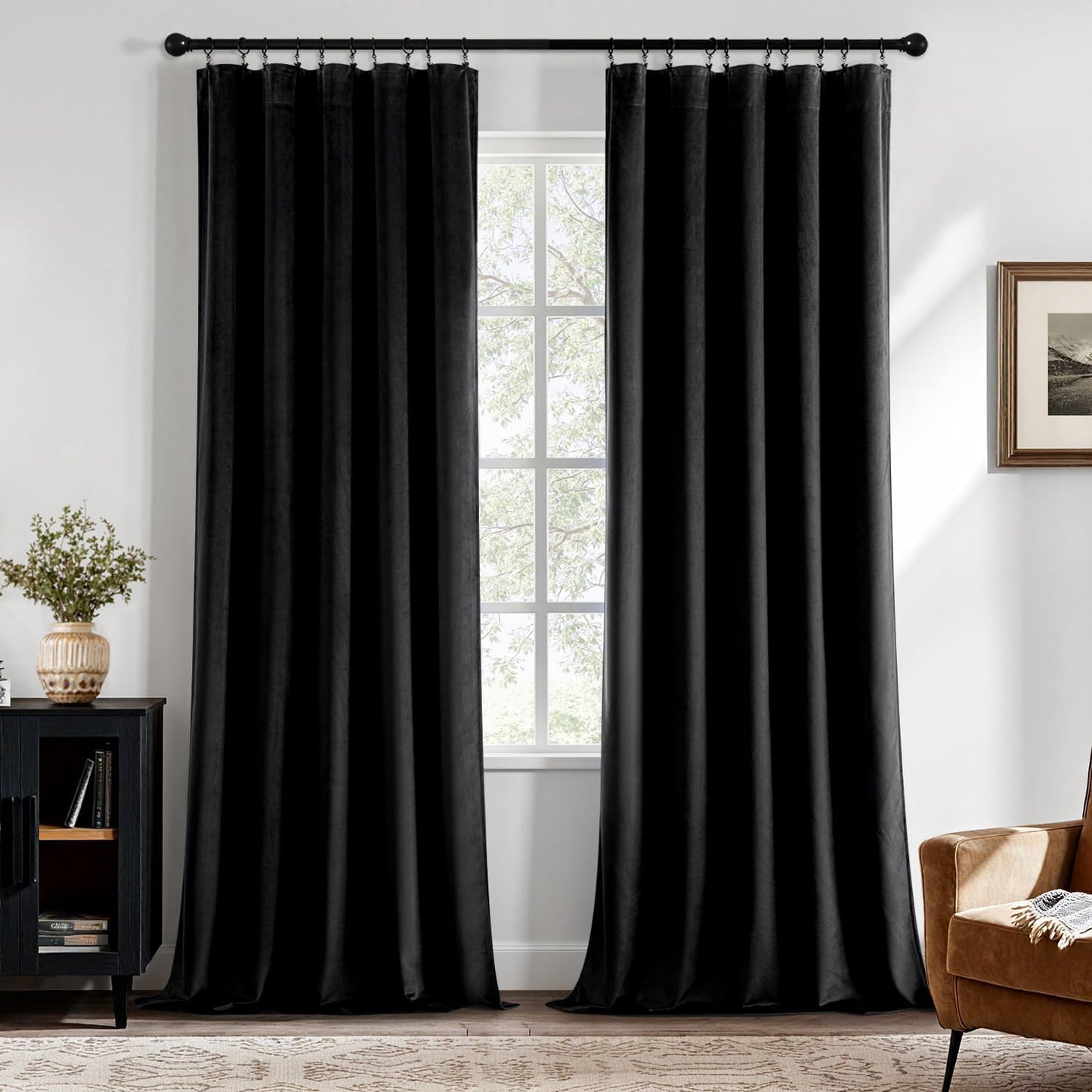 MIULEE Black Velvet Blackout Curtains for Elegant Room Decor
