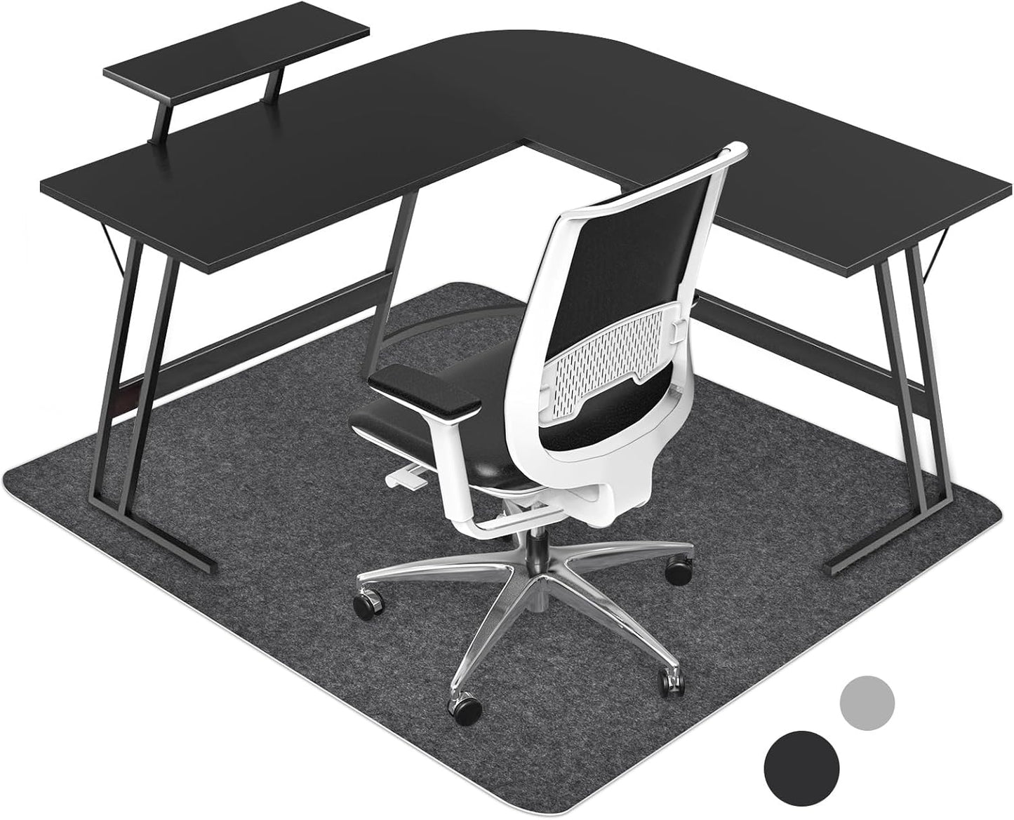 Large Anti-Slip Desk Chair Mat for Hardwood Floor - Dark Grey