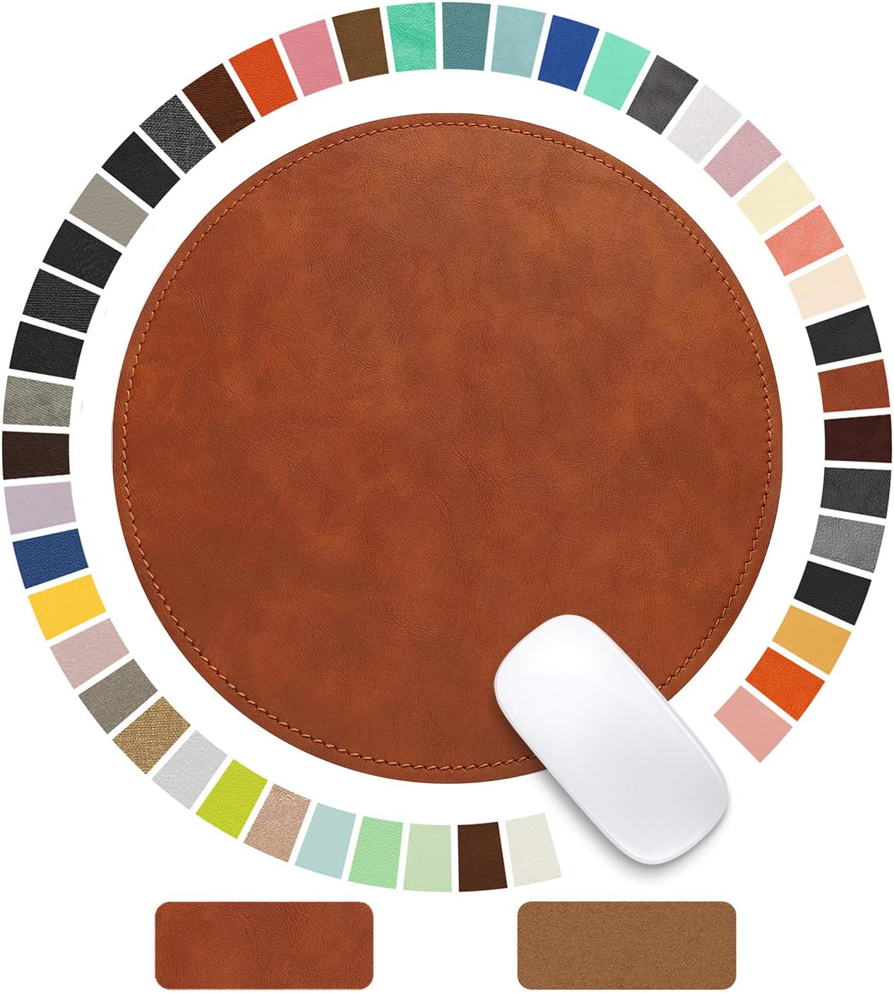 Non-Slip Waterproof Leather Mouse Pad - Caramel Brown