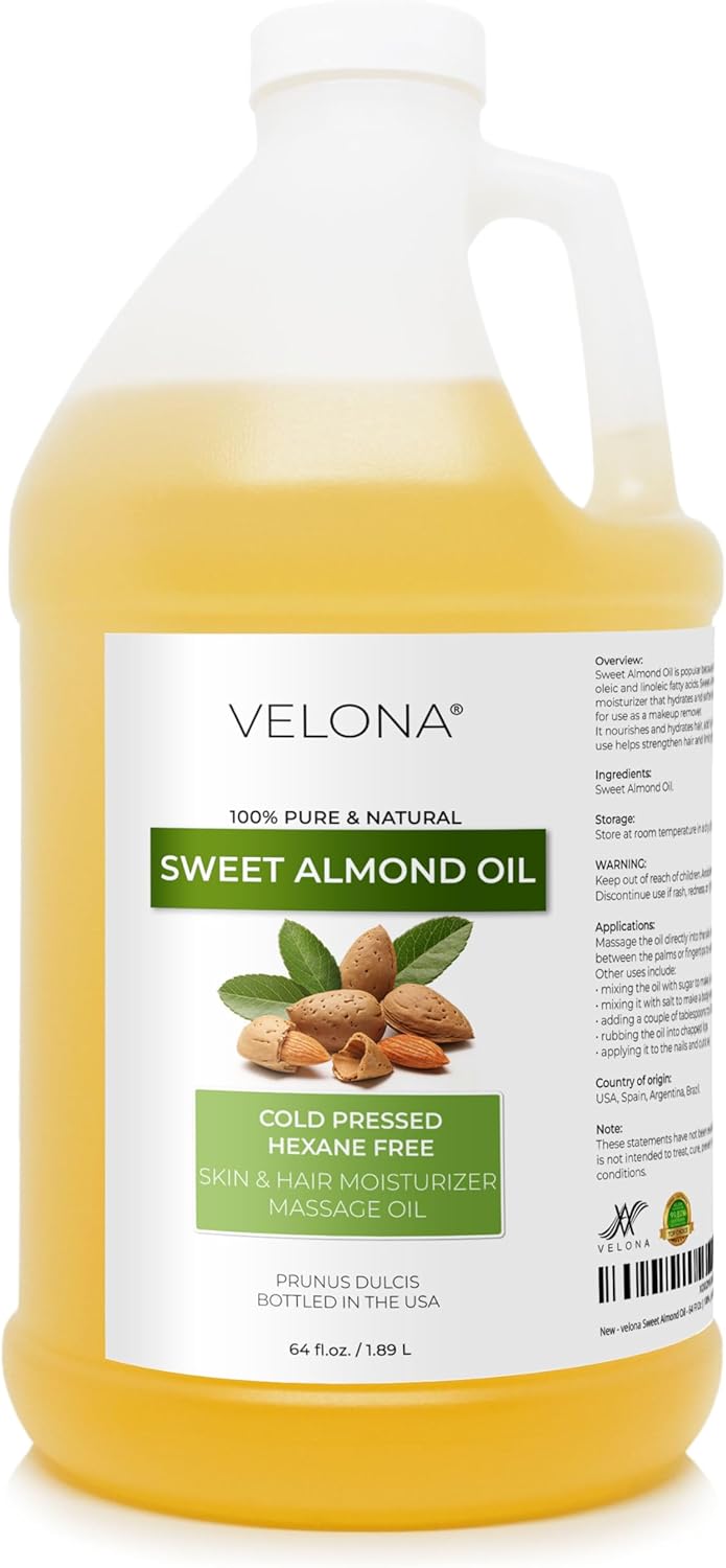 velona Sweet Almond Oil 64 Fl Oz - 100% Pure Natural Carrier Oil