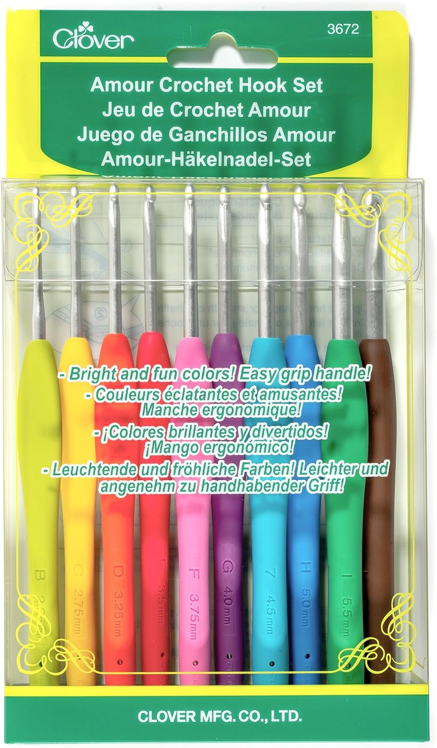 Clover Amour Crochet Hook Set with 10 Sizes for Every Project