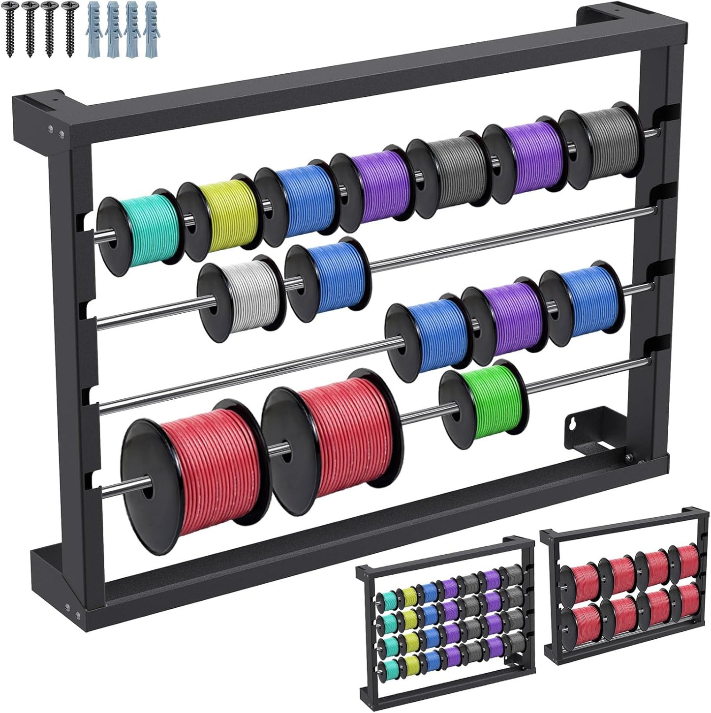 SELEWARE Heavy Duty Wall-Mounted Wire Spool Rack for Storage