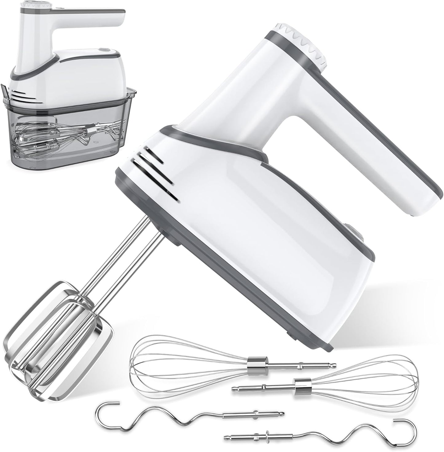 Cordless Electric Hand Mixer with 12 Speeds and Attachments
