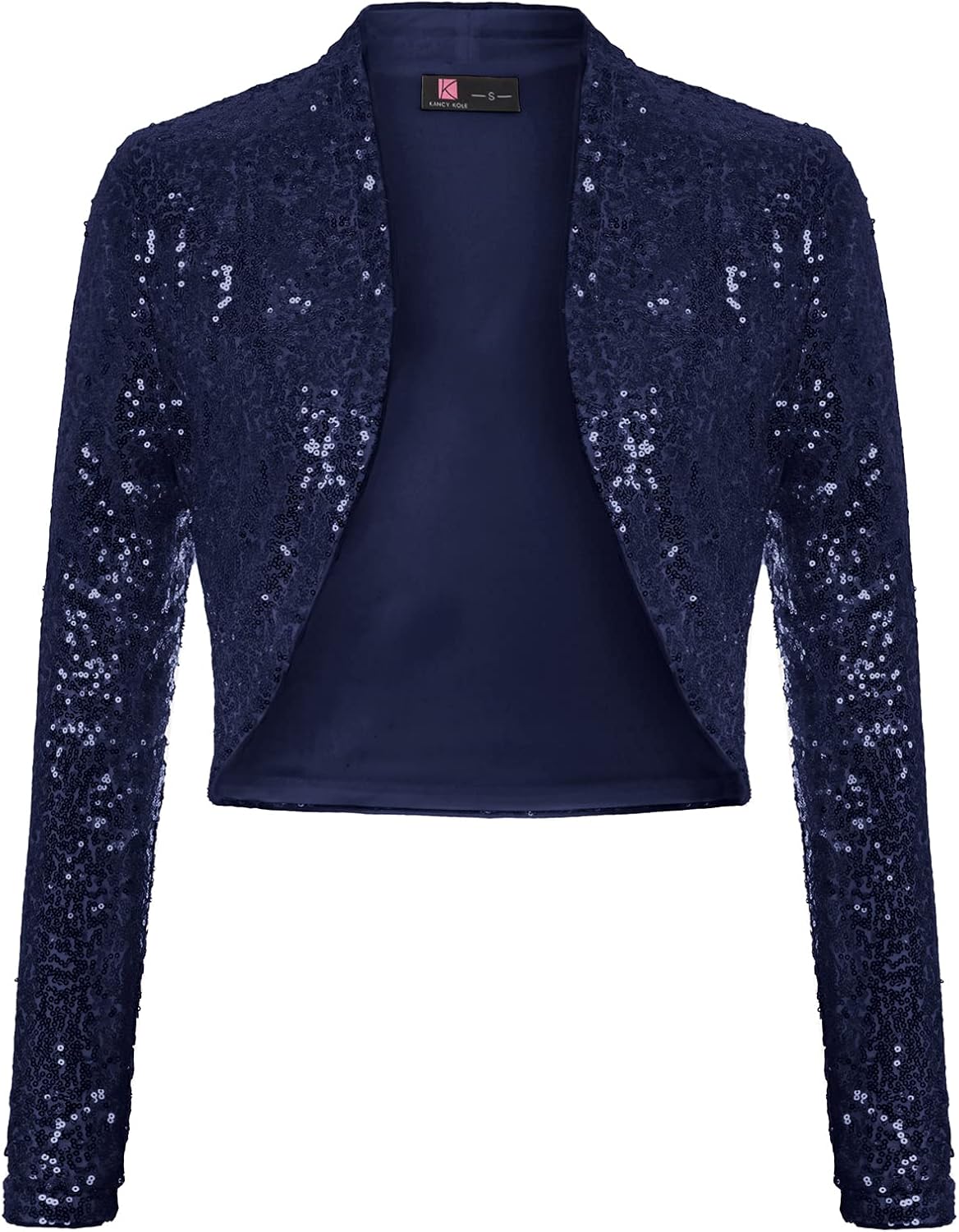 KANCY KOLE Women's Sequin Shrug Long Sleeve Open Front Bolero