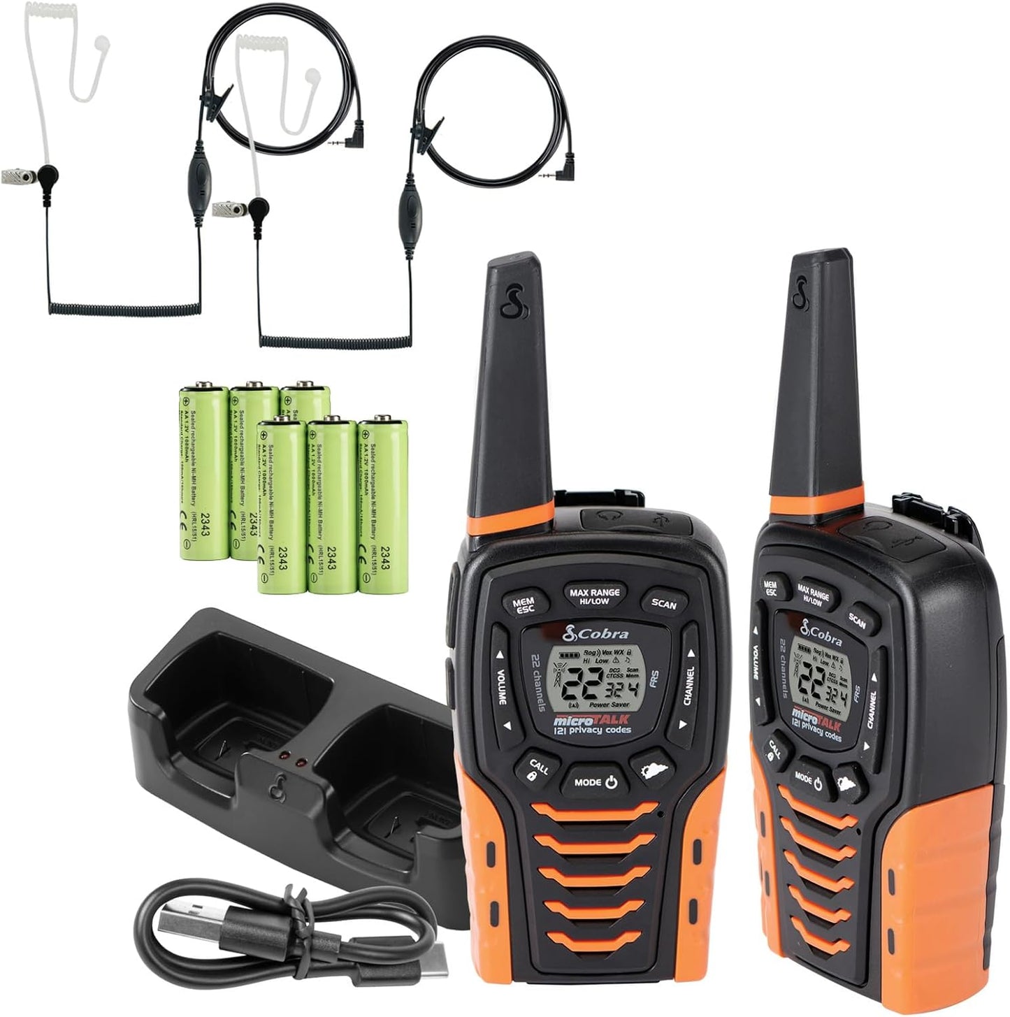 Cobra ACXT645 Waterproof Walkie Talkies with Headsets for Adults