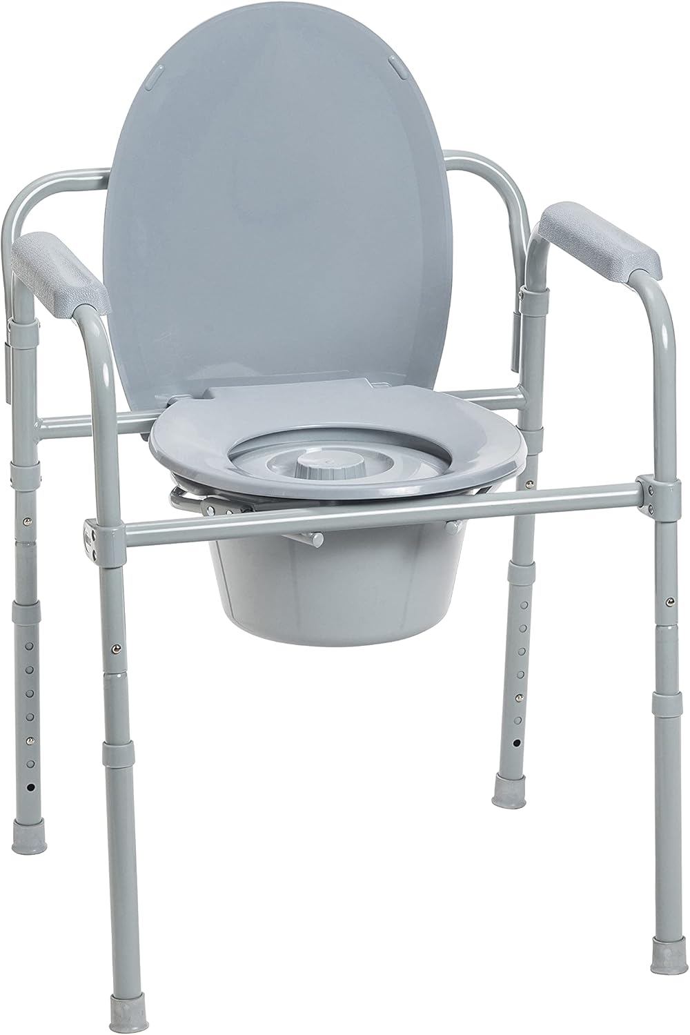 Portable Steel Bedside Commode Chair with 350lb Capacity