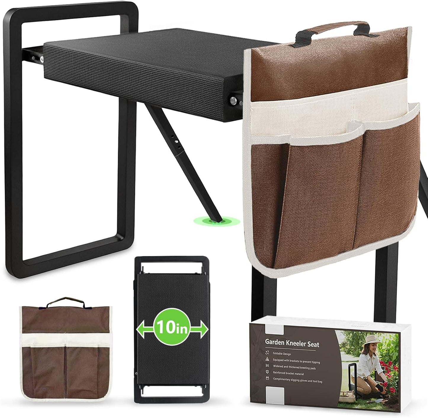 Foldable Garden Kneeling and Seat with Anti-Tipping Design
