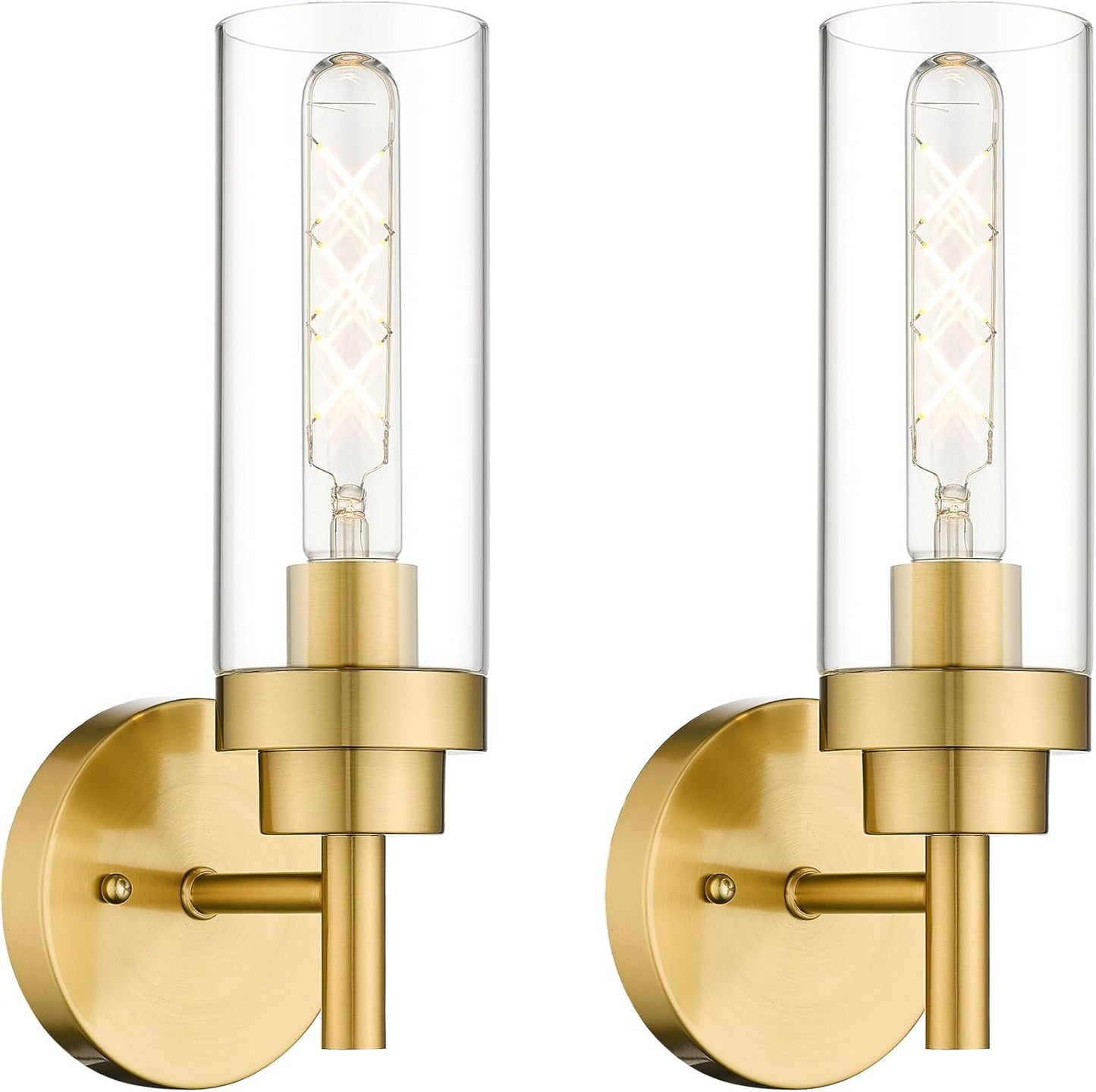 Emak Brushed Gold Sconces Set of 2 for Modern Home Decor