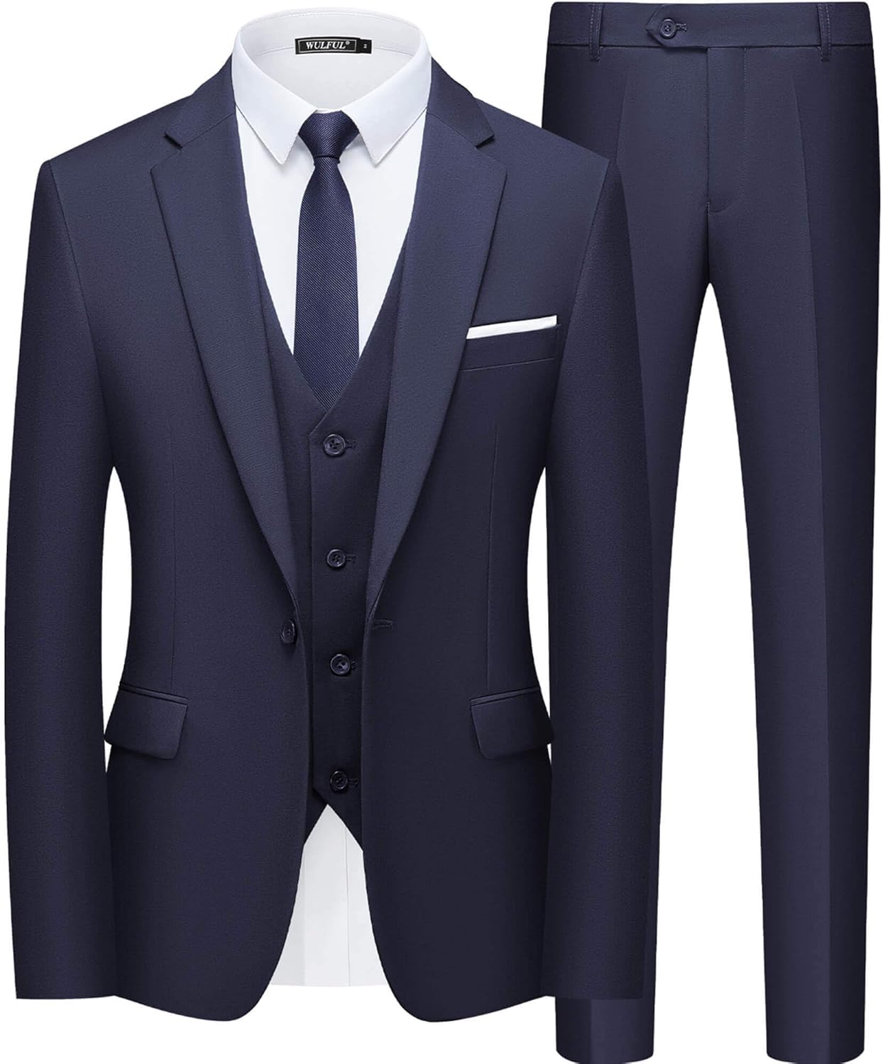 WULFUL Mens Slim Fit Suit for Business and Wedding Events