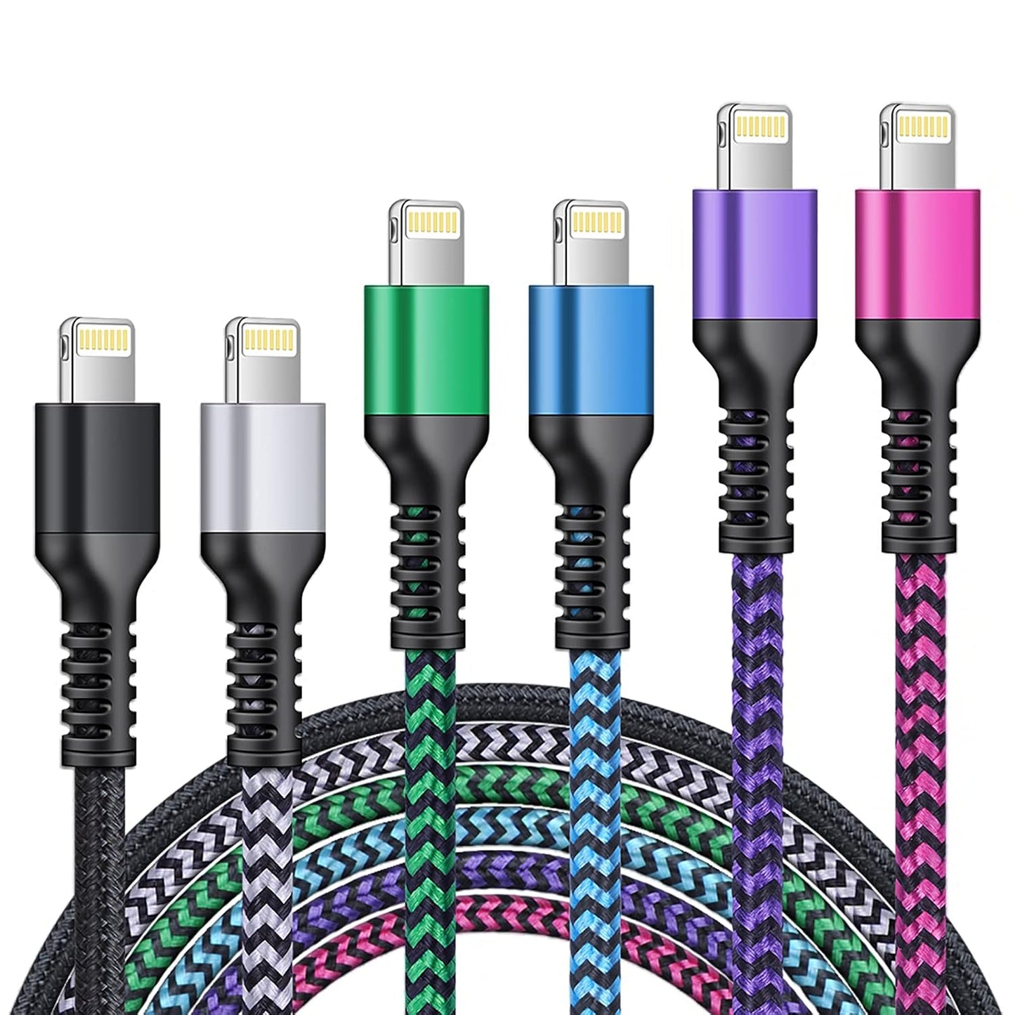 Apple Certified 6ft Fast Charging iPhone Charger 6Pack