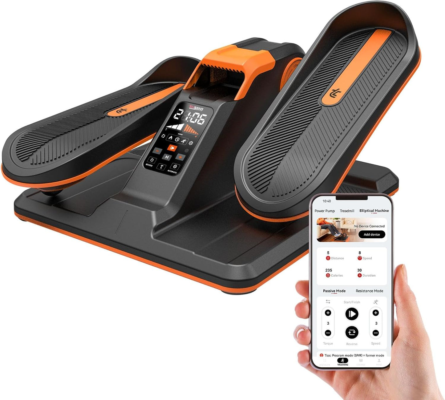 TOUSAINS Electric Seated Elliptical - Smart App Control, Portable Core Trainer