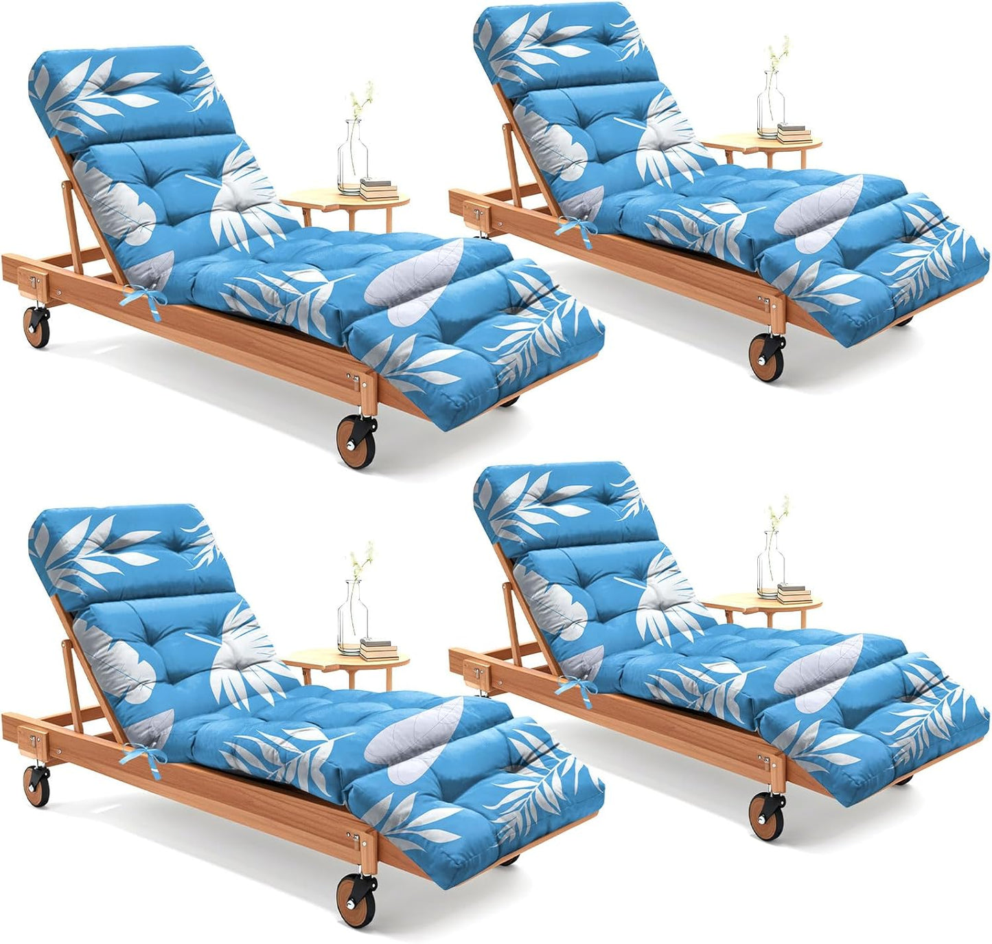 Outdoor Chaise Lounge Chair Cushion 4 Pack Waterproof Comfort