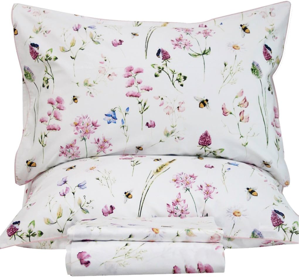 Floral Bed Sheets Set Queen Size - Soft Egyptian Cotton Comfort