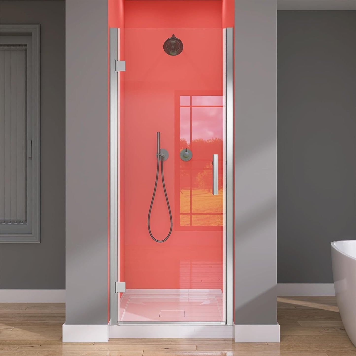 GETPRO Frameless Pivot Shower Door for Stylish Bathroom Upgrade