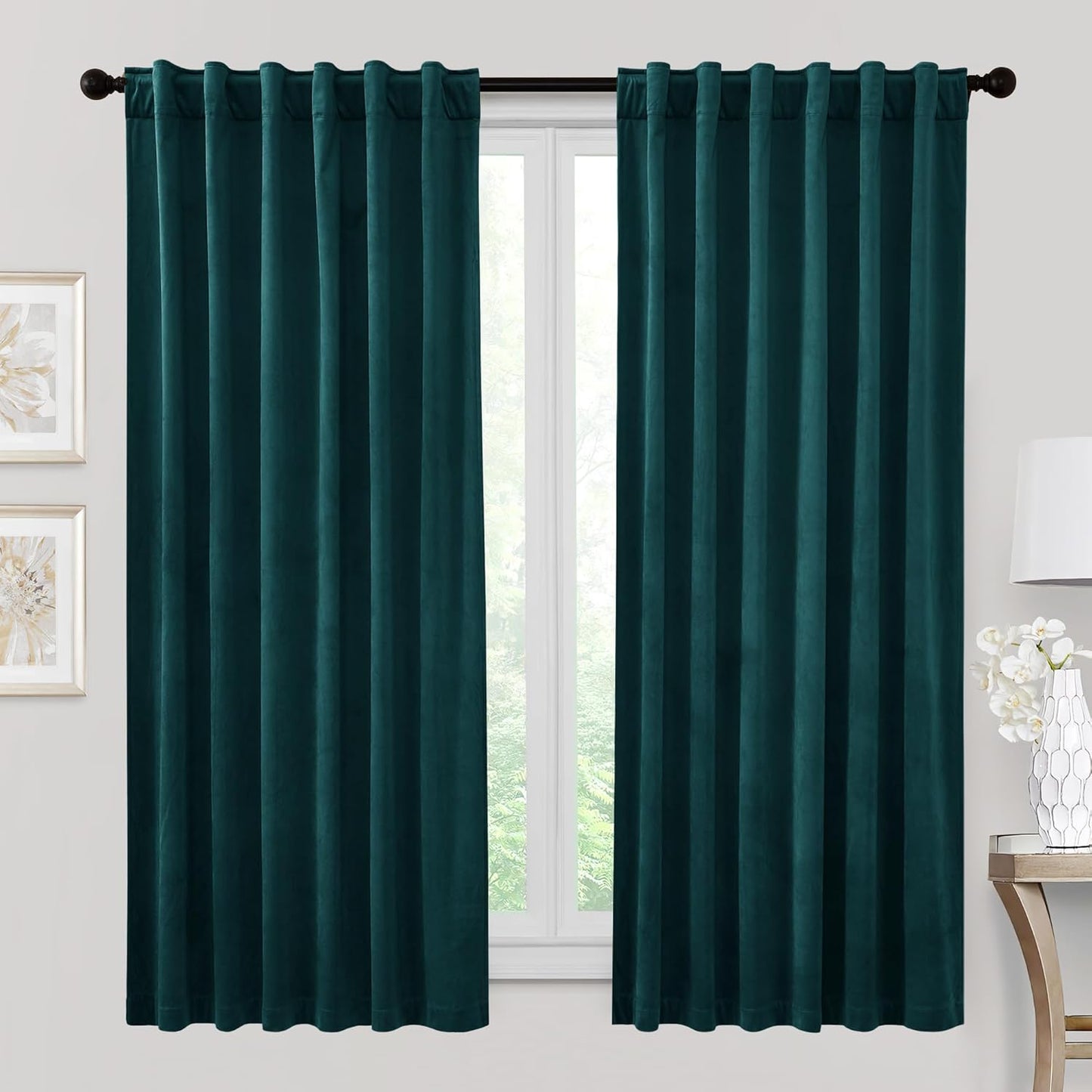 RYB HOME Velvet Curtains for Bedroom & Bathroom, 63 in Length