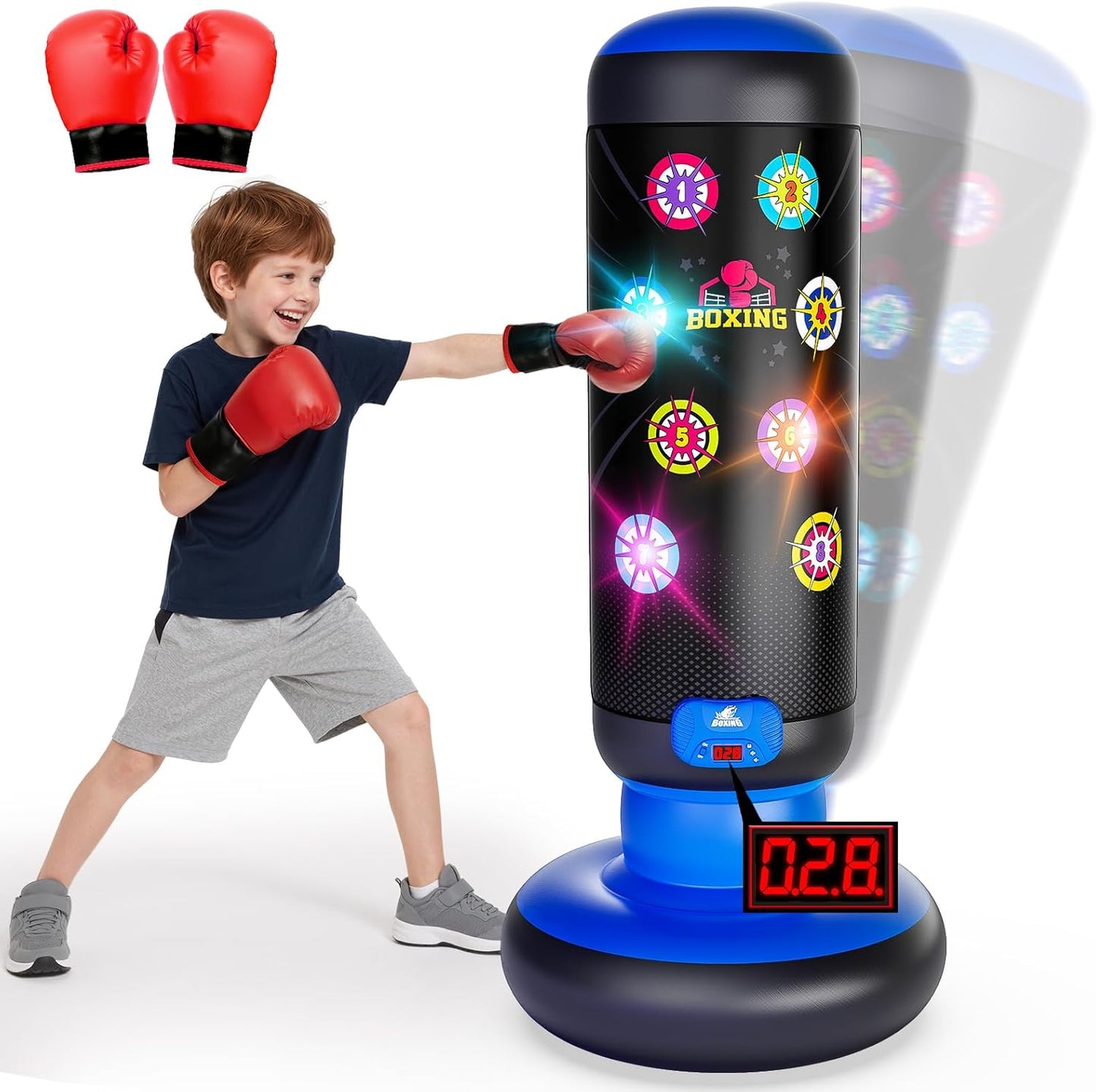 HopeRock Punching Bag for Kids with LED Scoring and Music Fun