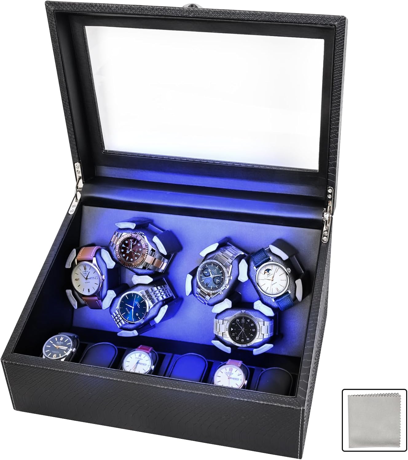 Hightall 6+6 Automatic Watch Winder | Whisper-Quiet Motor, Anti-Scratch Memory Foam
