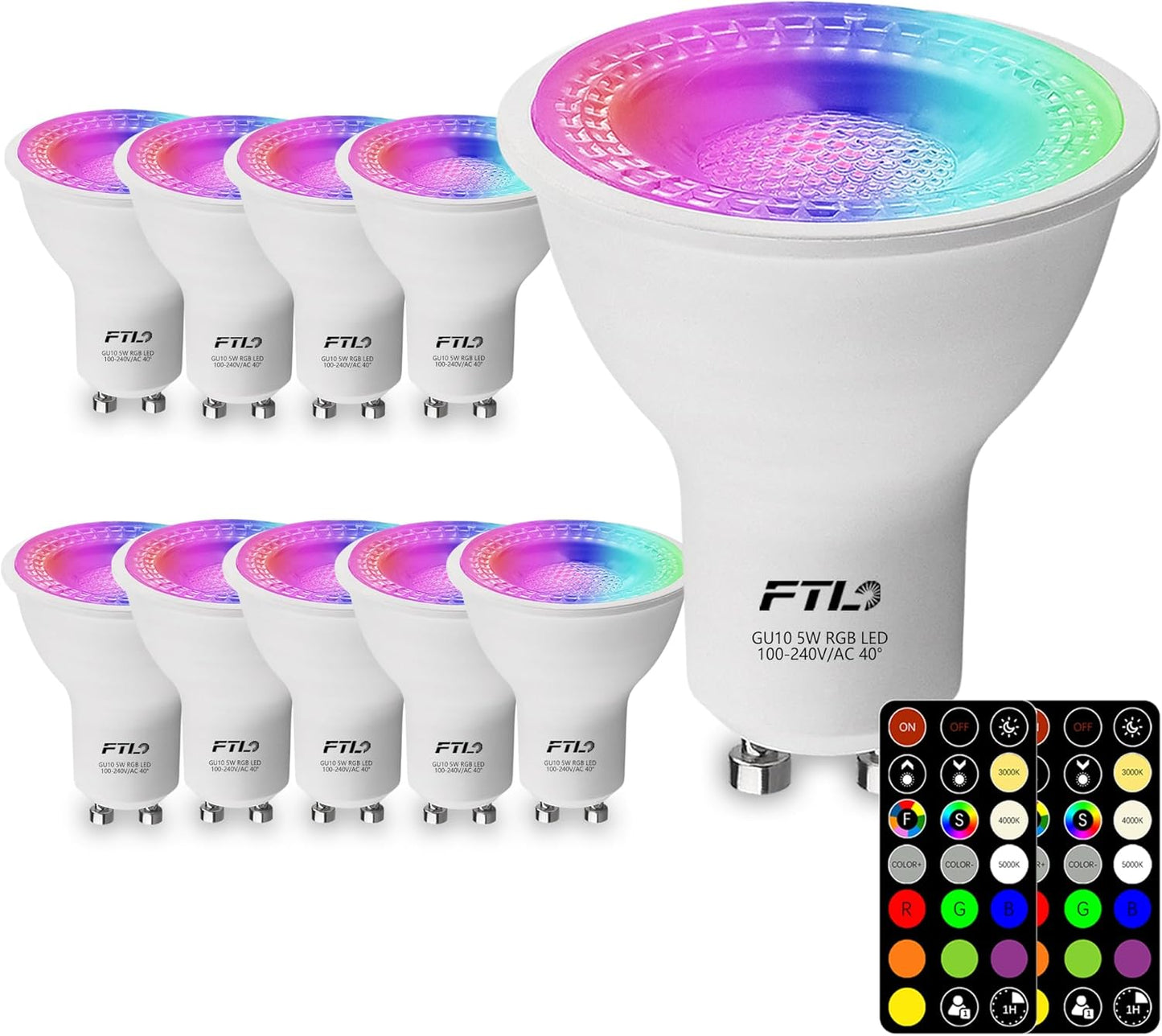 FTL GU10 LED Color Changing Light Bulb with Remote Control