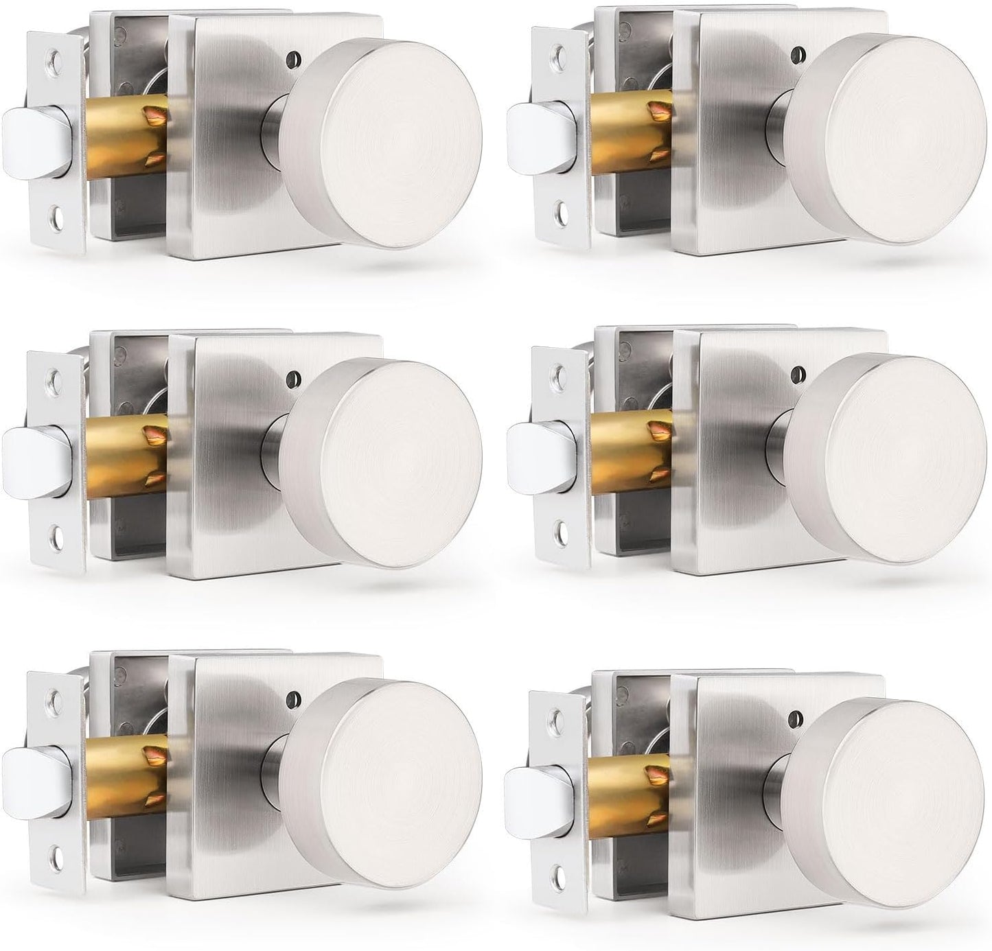 Gobrico Brushed Nickel Privacy Door Knobs for Bedrooms & Bathrooms