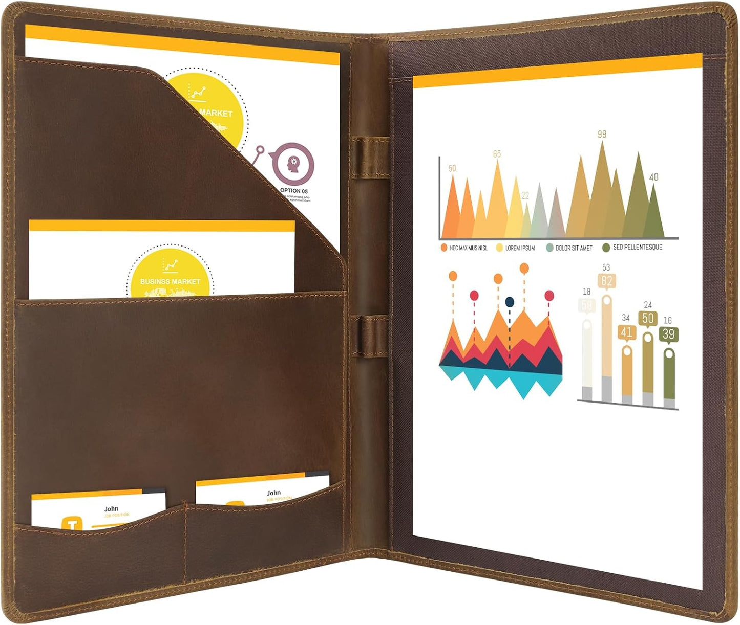 Ringsun Leather Portfolio Organizer for Men and Women - Brown