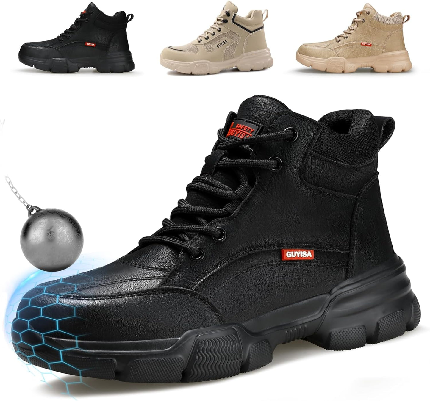 Water-resistant Work Boots for Men with Steel Toe Protection