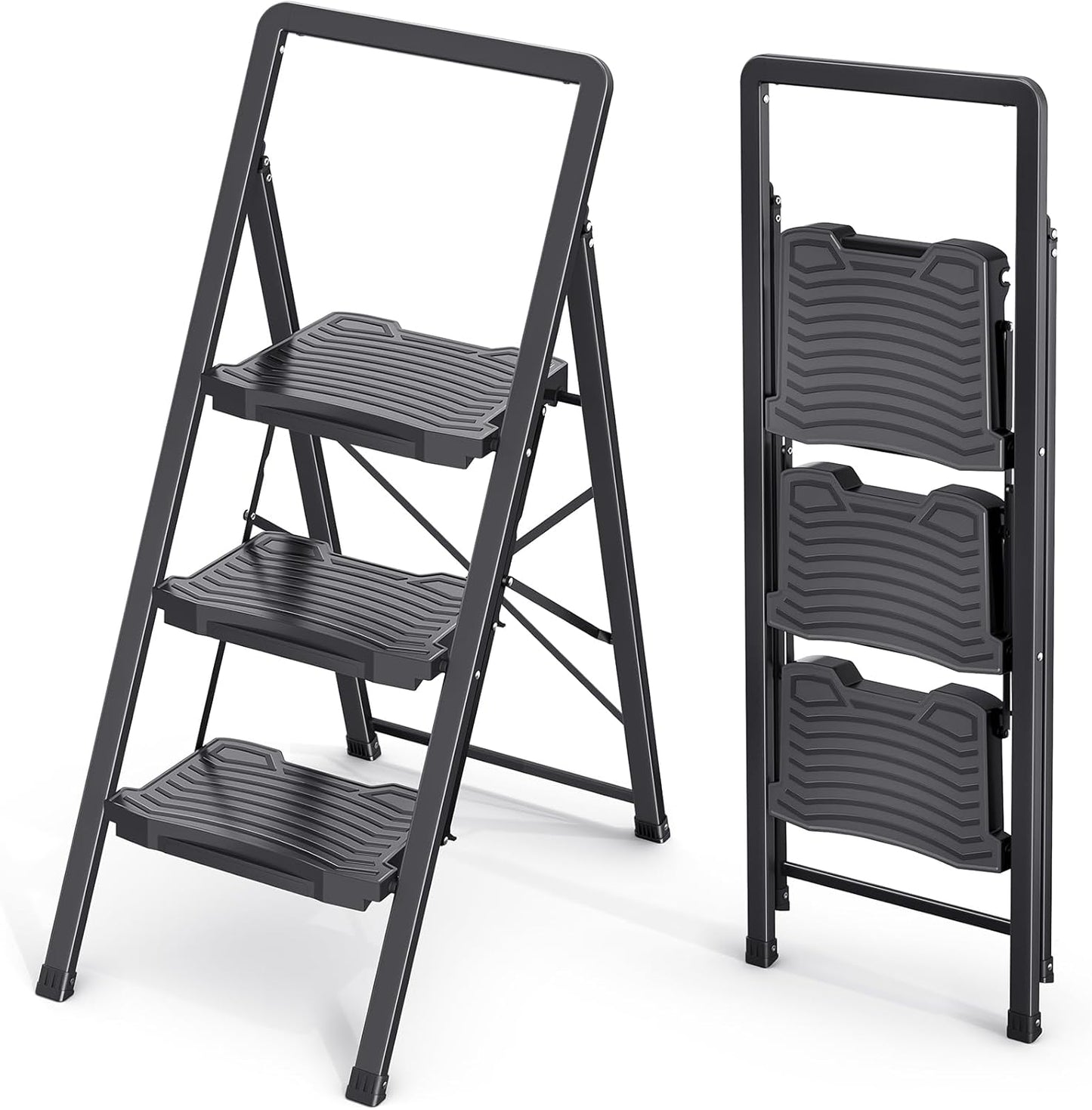 KINGRACK 3 Step Ladder with 800lb Capacity for Home Use