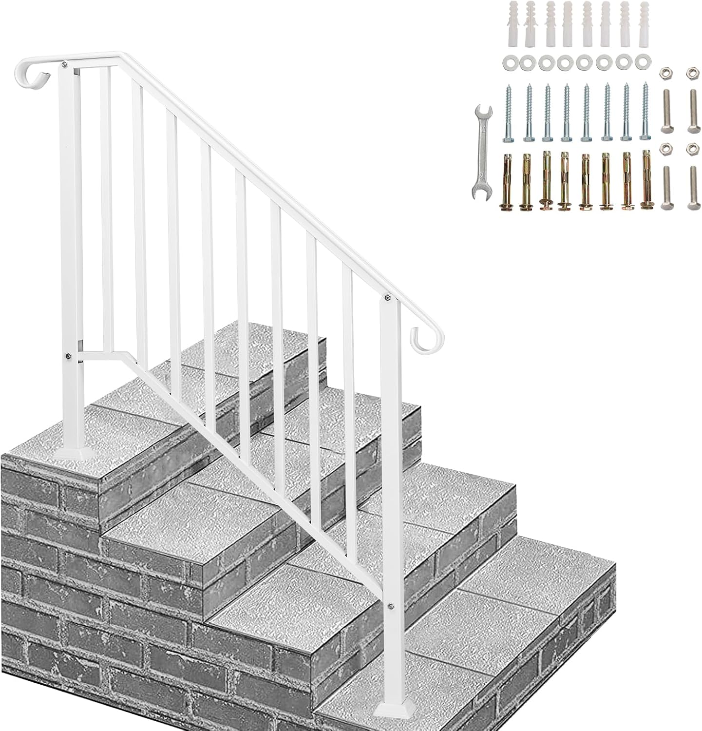Outvita Handrails for Outdoor Steps - Wrought Iron Safety Railing
