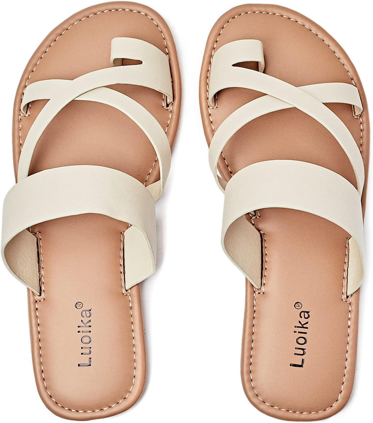 Luoika Women's Wide Width Flat Sandals for Summer Comfort