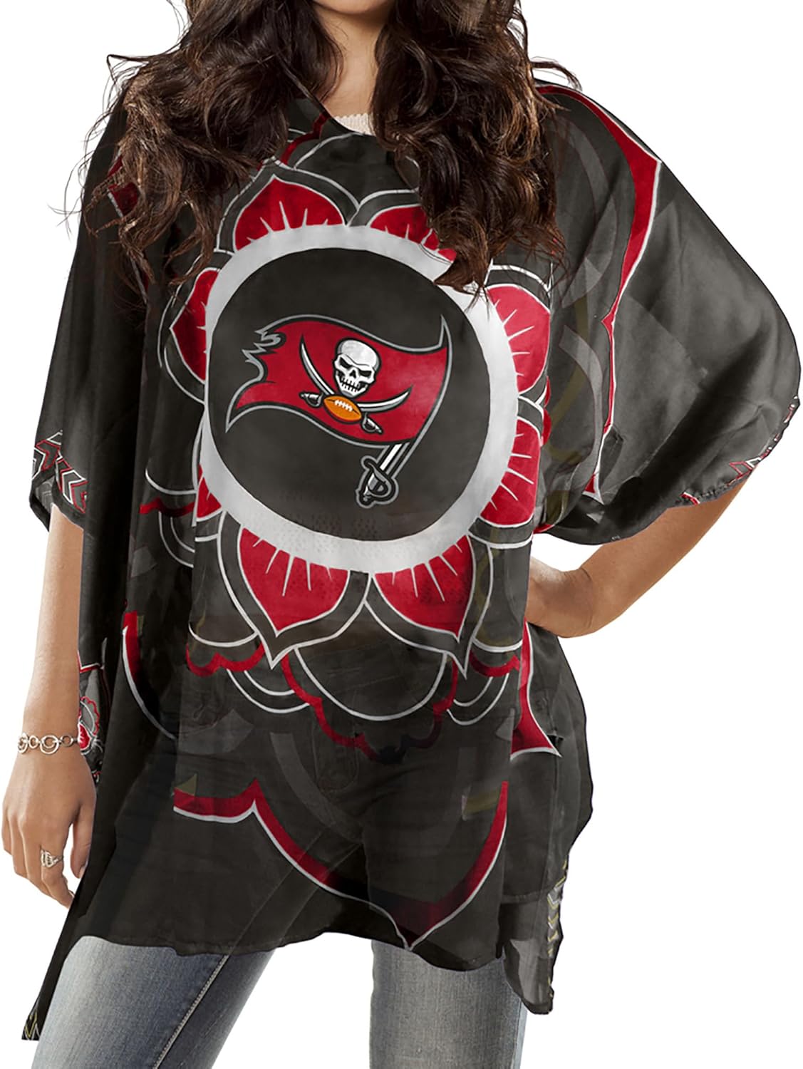 NFL Sheer Caftan With Flower Design for Game Day Fashion