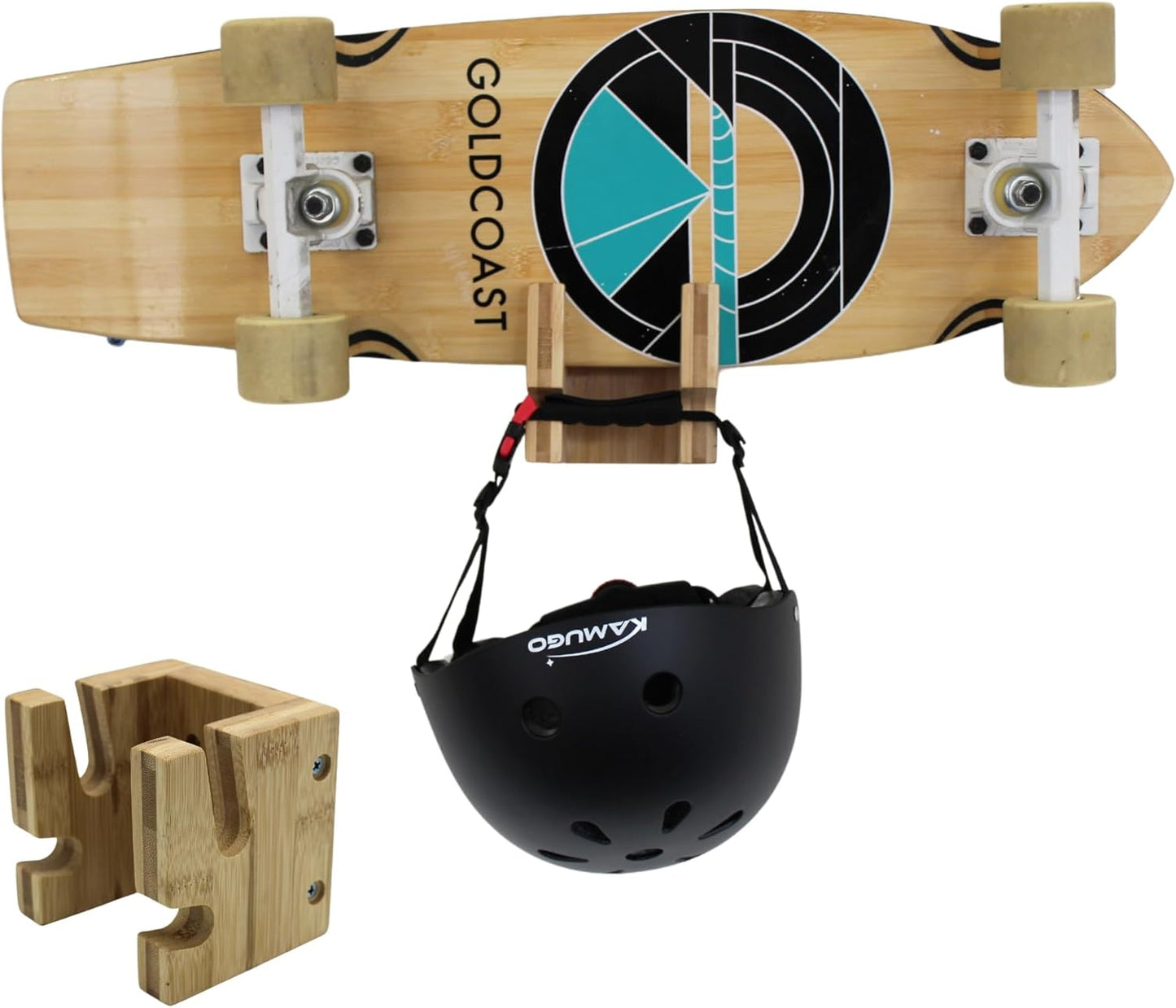 Bamboo Skateboard Wall Mount with Bonus Storage