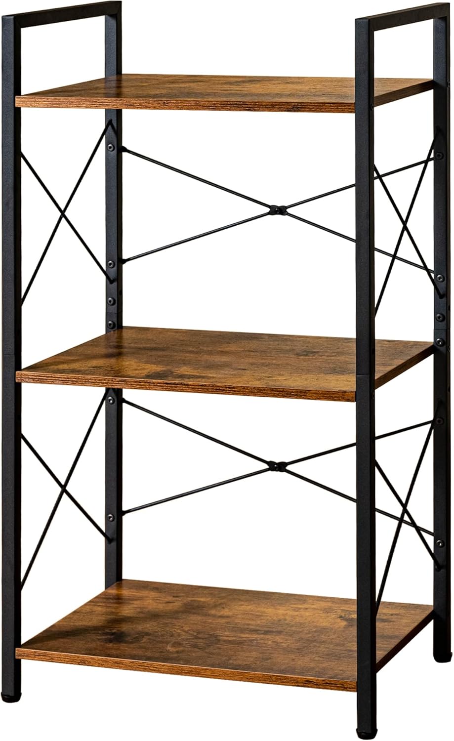 Adjustable 3-Tier Industrial Bookcase for Rustic Decor