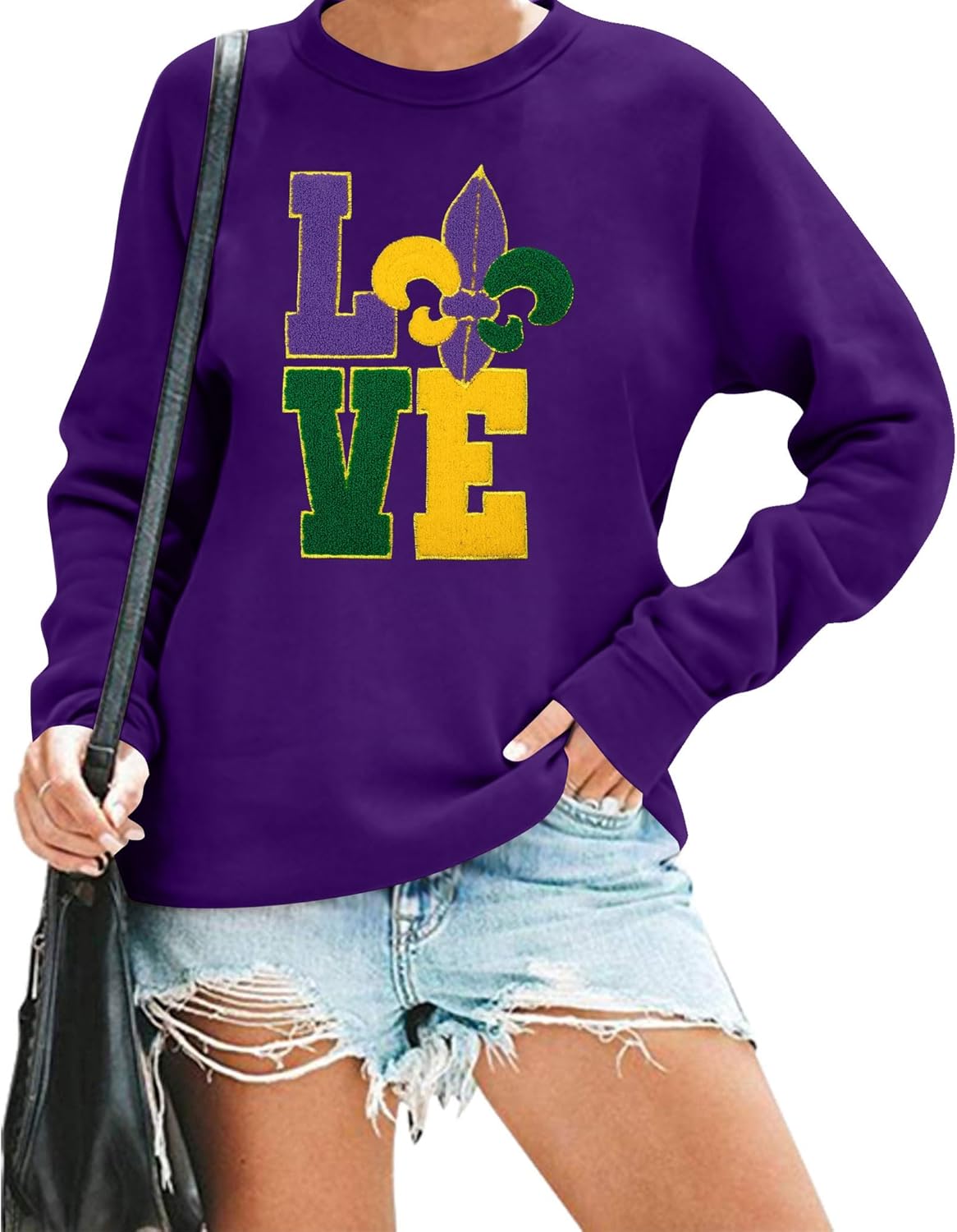 Mardi Gras Glitter Patch Sweatshirt