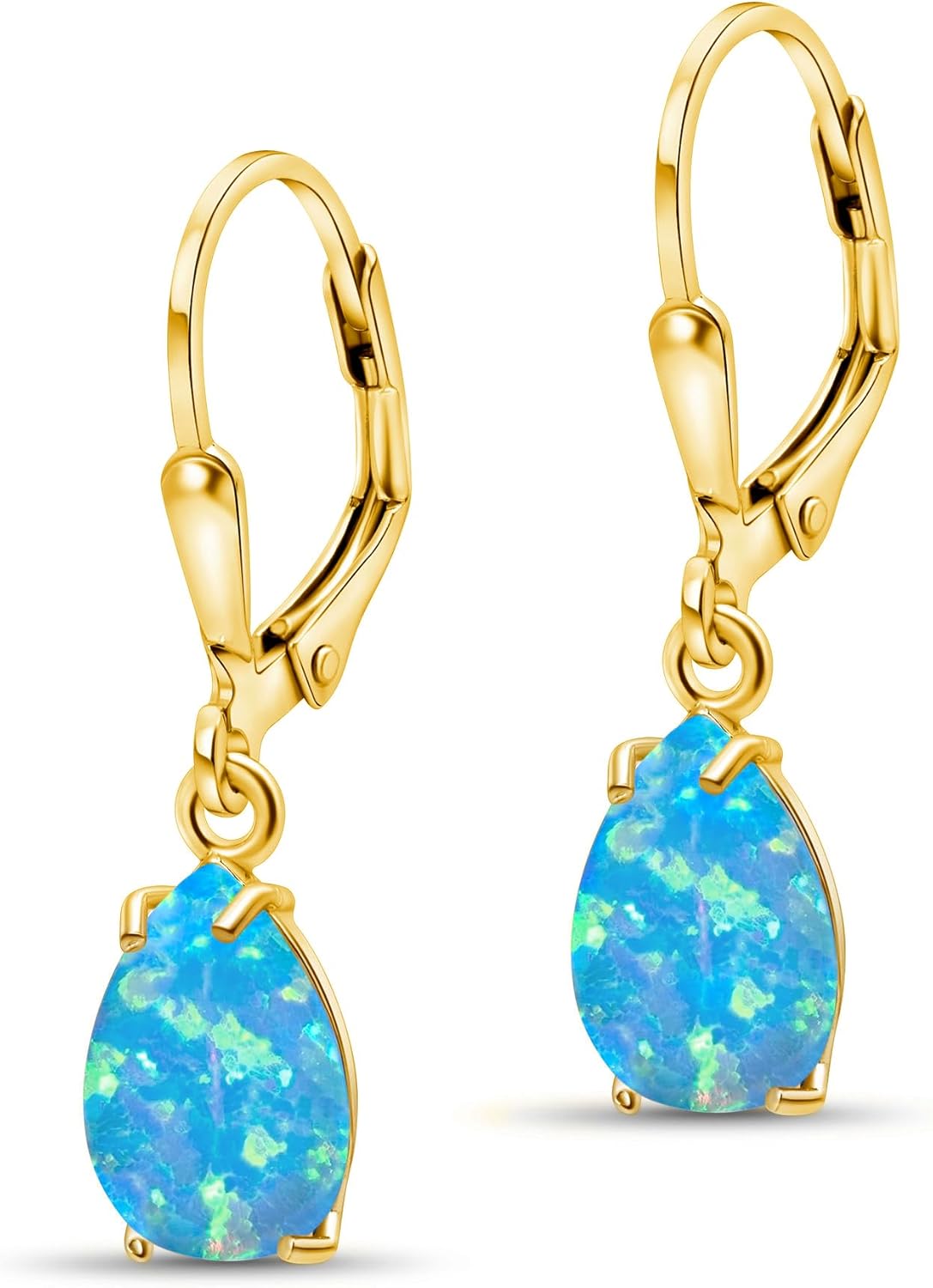 14K Gold Plated Gemstone Teardrop Earrings for Women Gift
