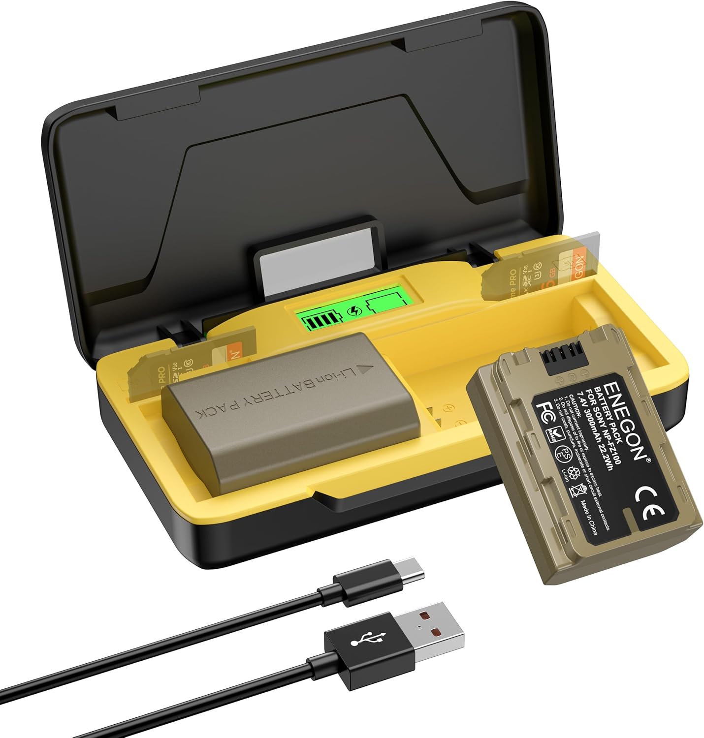 ENEGON NP-FZ100 Dual-Battery Charger Set for Sony Cameras