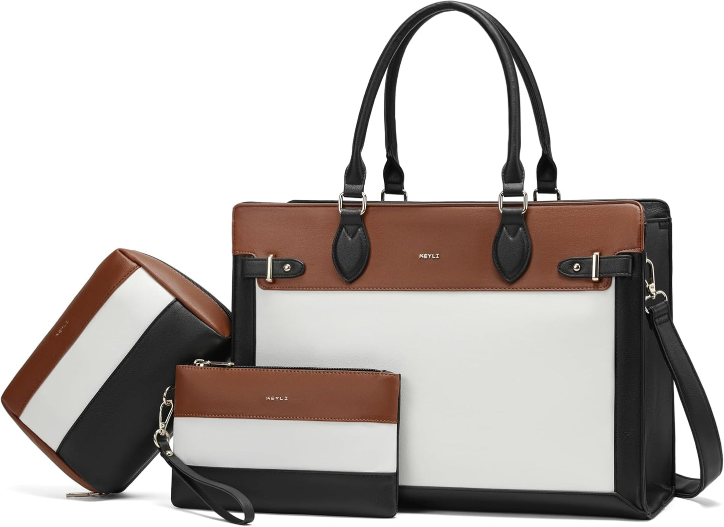 Keyli 3pc Laptop Tote Bag Set for Women - Stylish & Versatile