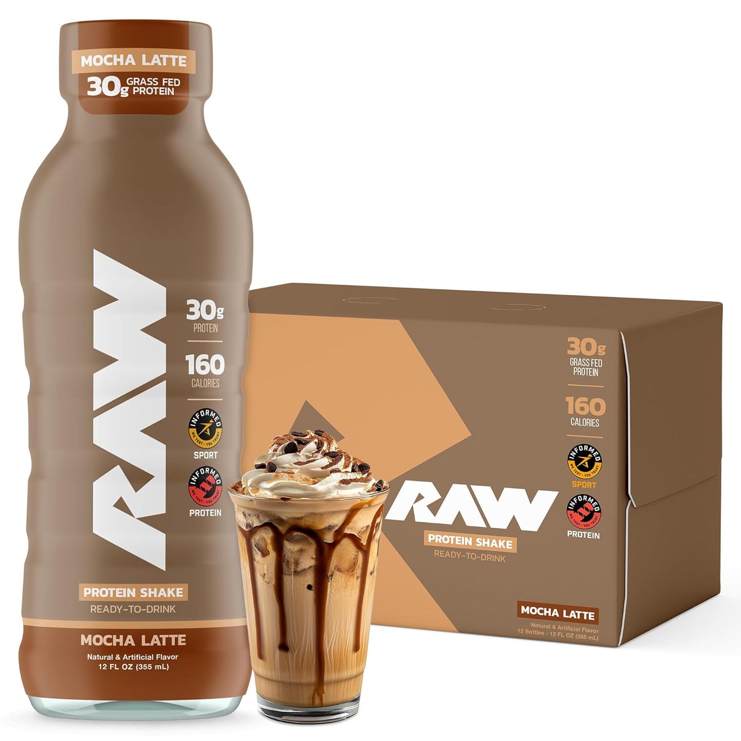 RAW Ready-to-Drink Protein Shake Mocha Latte for Recovery