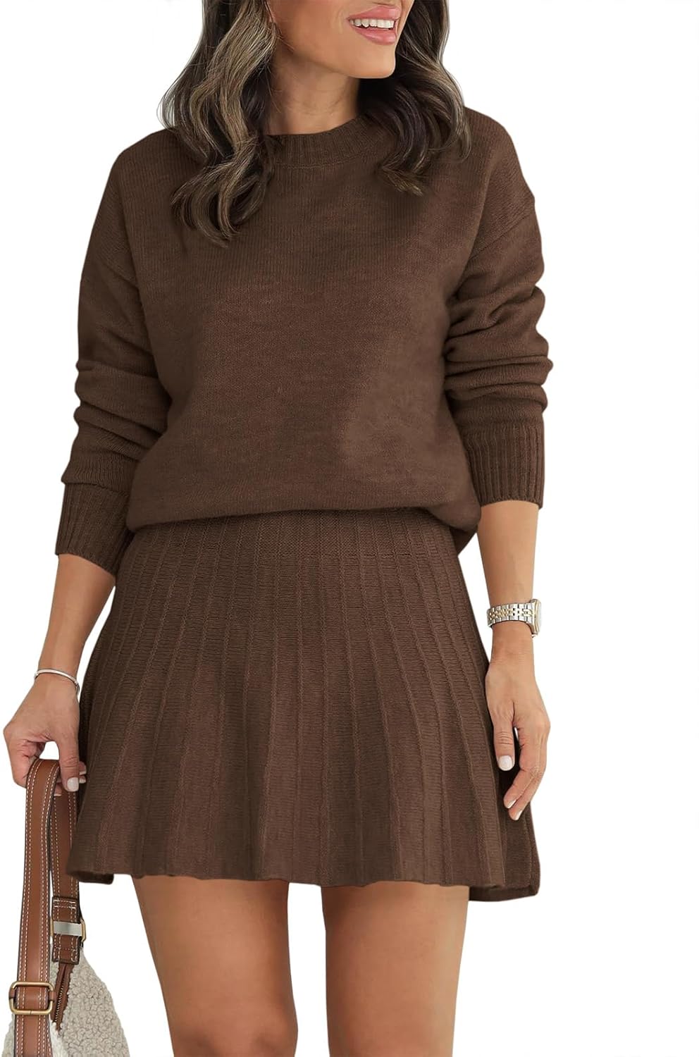 Tankaneo Womens Skirt Set: Trendy 2 Piece Sweater Outfit