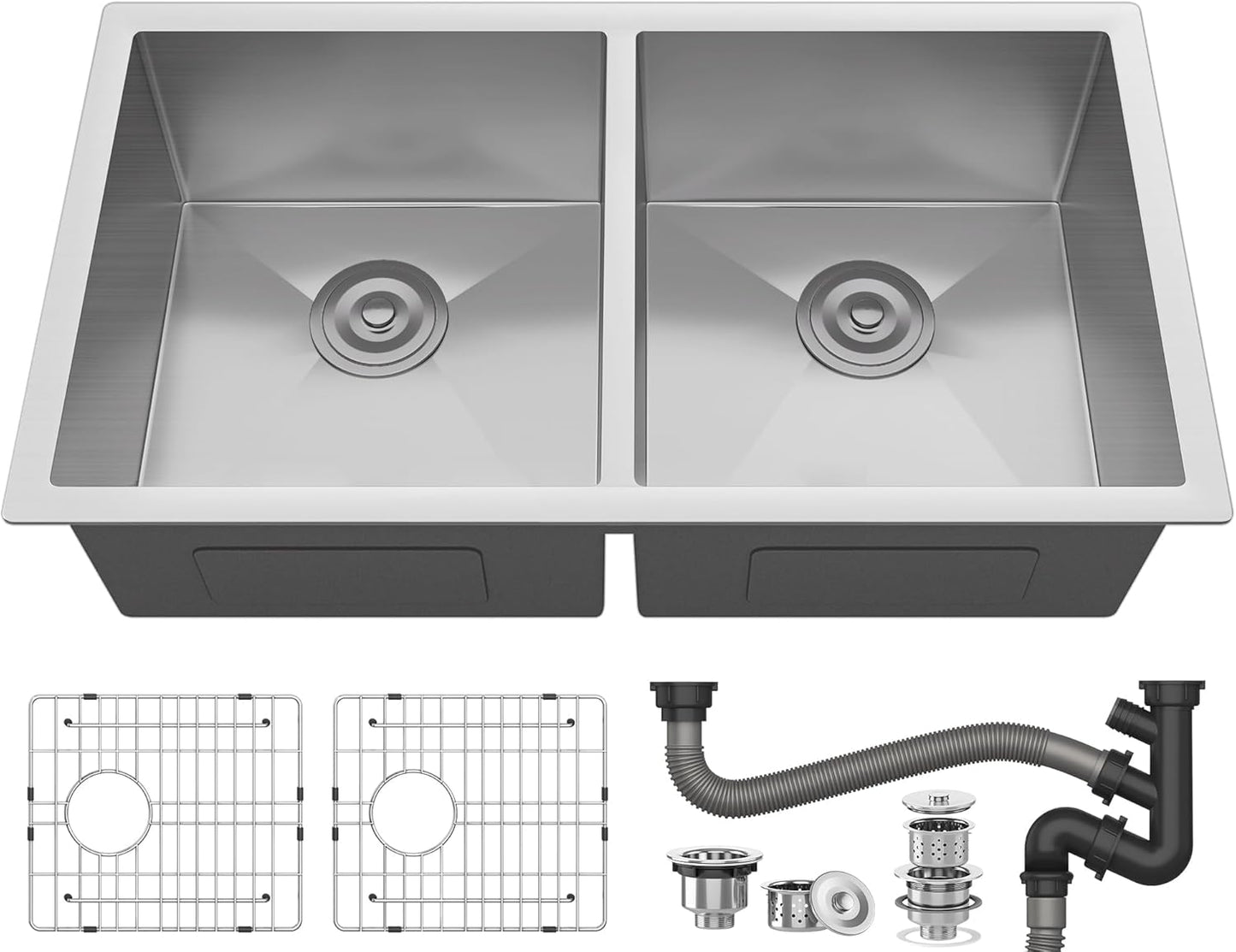 YITAHOME 33in Undermount Kitchen Sink with Double Bowl Design