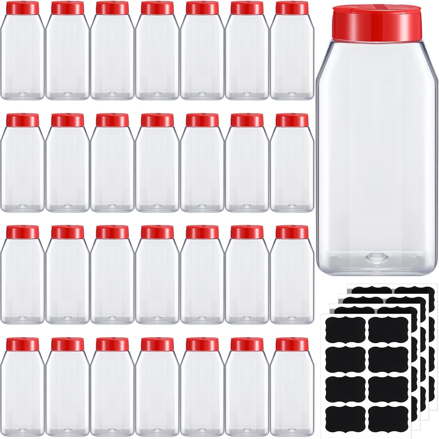 Mifoci 28 Pack 16 oz Plastic Spice Jars for Seasoning Storage