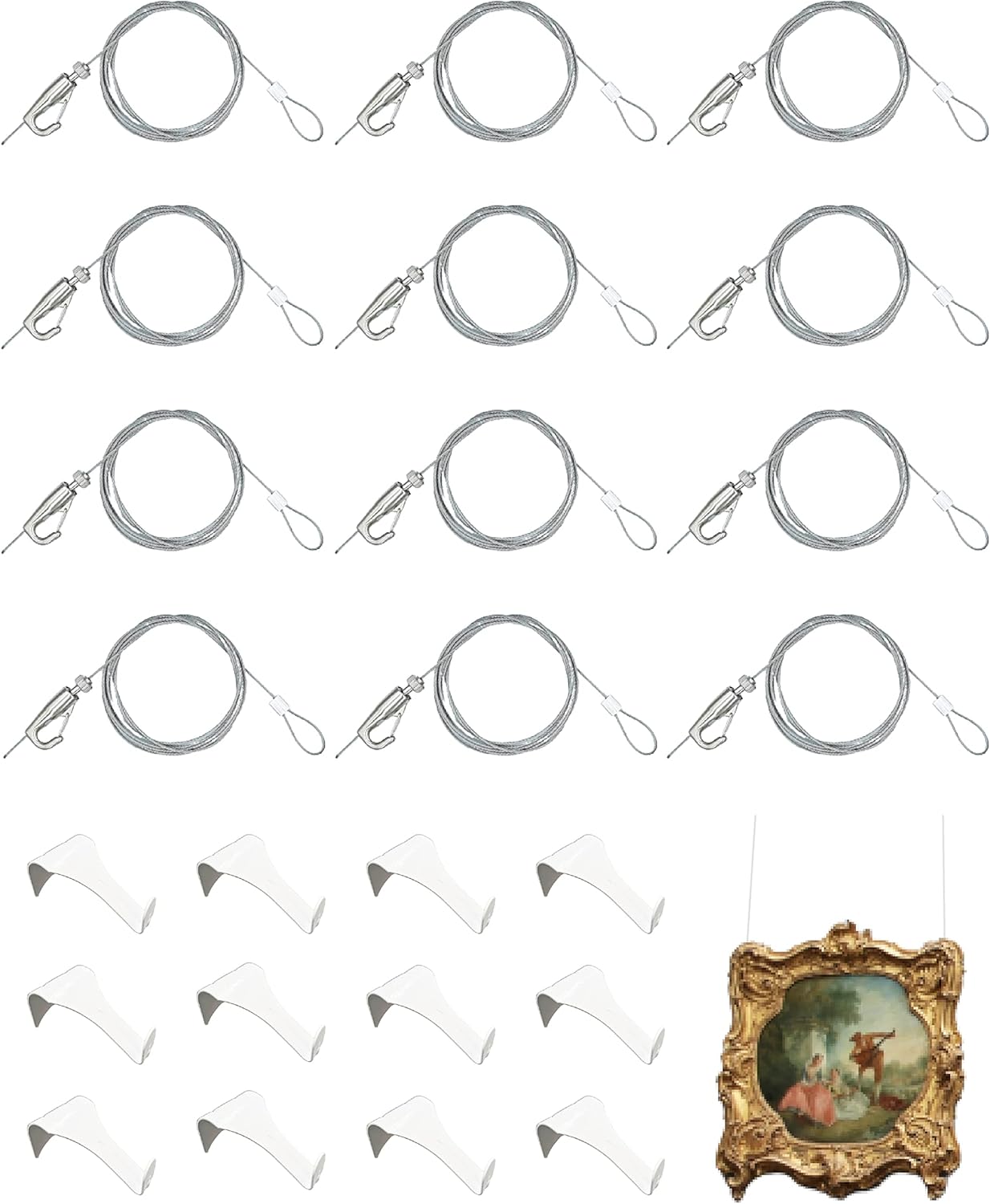 Picture Hanging Kit with Adjustable Hooks and Invisible Cord