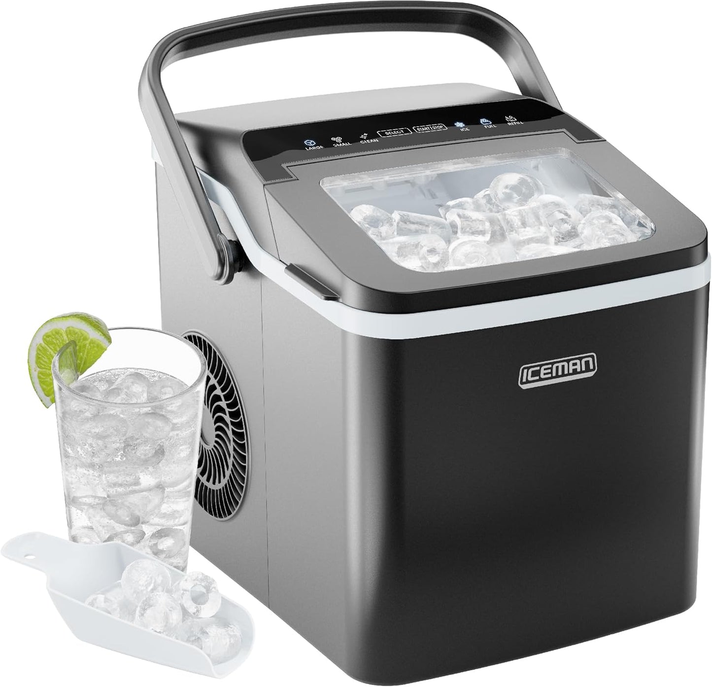 Iceman Dual-Size Portable Ice Maker - Fast Ice in 7 Mins!