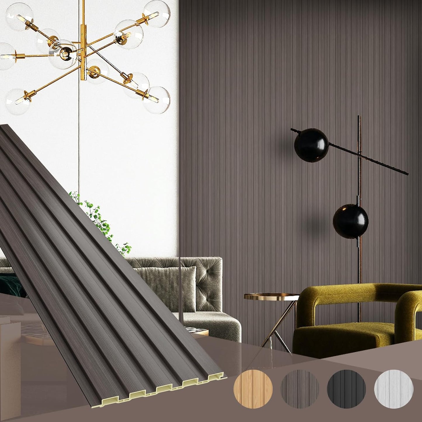 OUZUGIE WPC Acoustic Slat Wall Paneling for Modern Decor