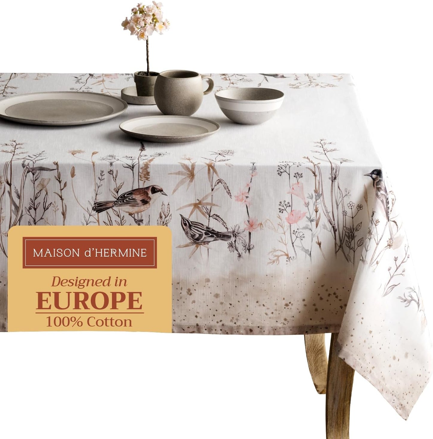 Maison d' Hermine 100% Cotton Table Cloth for Elegant Dining
