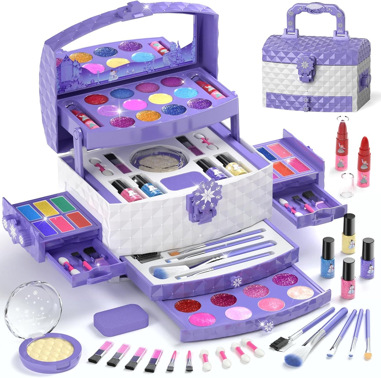 Frozen Princess 56 Pcs Kids Makeup Set - Non-Toxic & Washable - Perfect Gift!