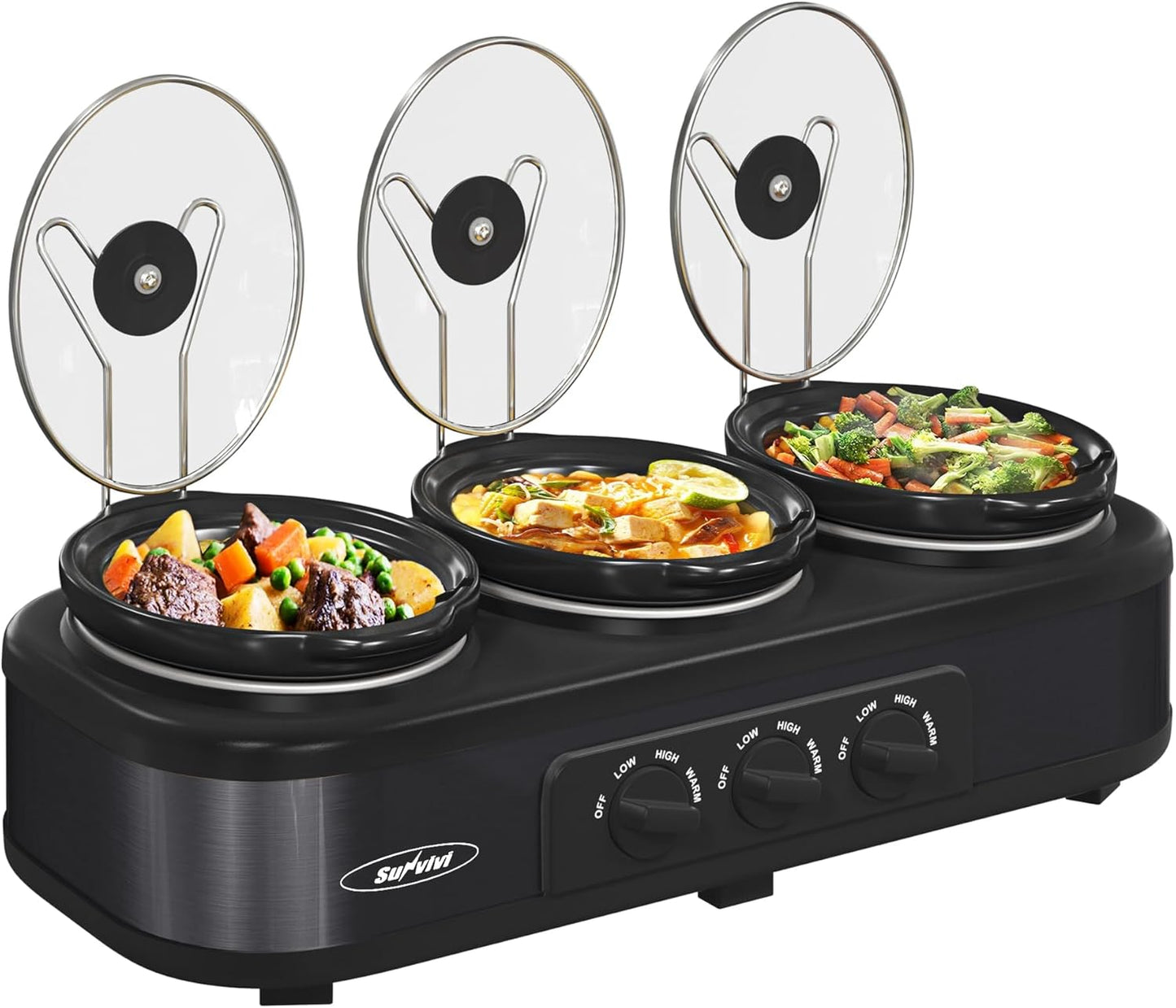 Sunvivi Triple Slow Cooker Buffet Servers for Effortless Meals